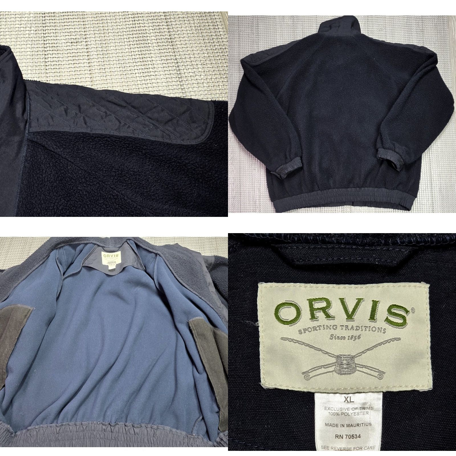 Orvis Orvis Men Fleece Jacket XL Blue Full Zip with Elbow Shoulder Patches Size US XL / EU 56 / 4 - 8 Thumbnail