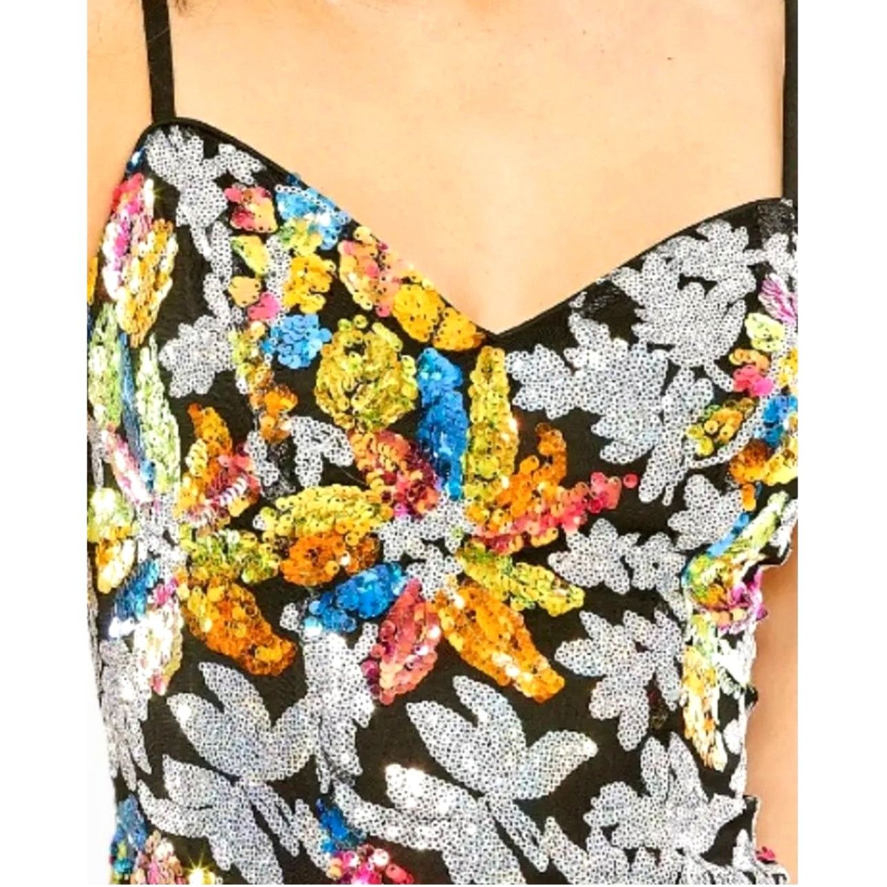 Other Mac Duggal Black Sequined Floral Detail Mini Dress size 8 Size M / US 6-8 / IT 42-44 - 6 Thumbnail