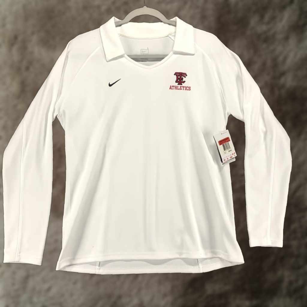 Nike Nike Shirt Womens Large White Long Sleeve Performance Pullover Swoosh Size L / US 10 / IT 46 - 1 Thumbnail
