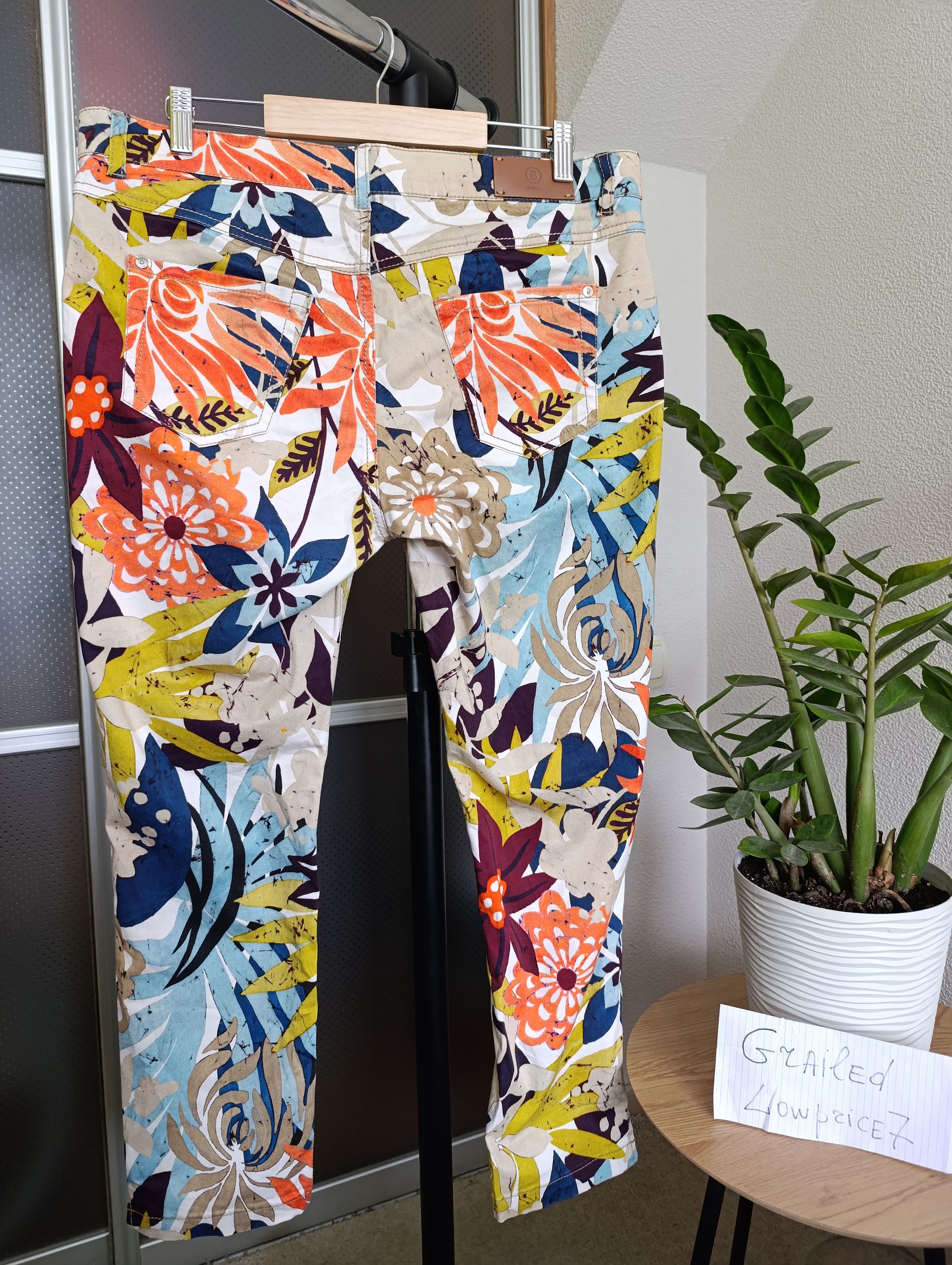 Bogner BOGNER WOMENS FLORAL SLIM FIT STRETCH DENIM PANTS Size 28" / US 6 / IT 42 - 4 Thumbnail