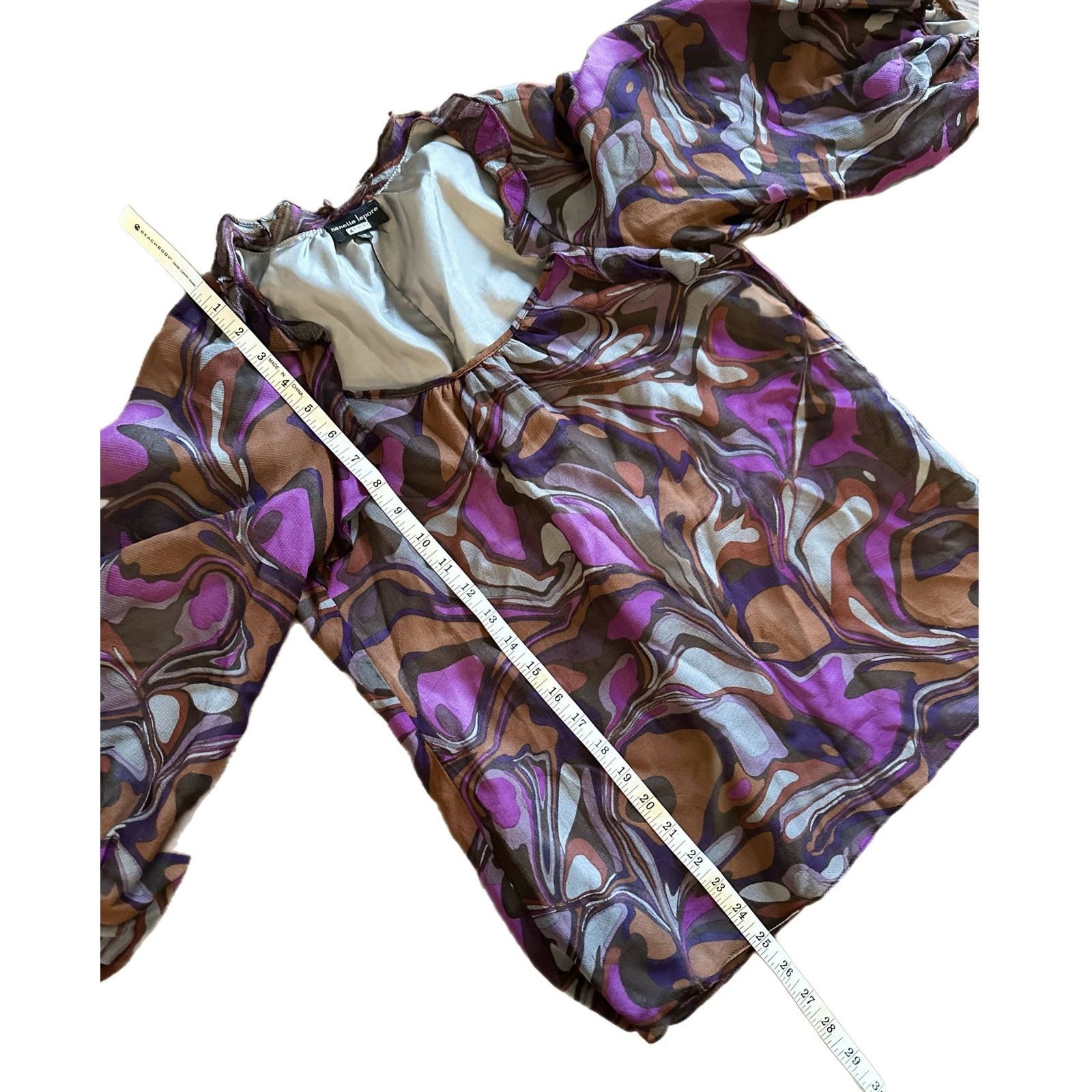 Nanette Lepore Nanette Lepore Ruffle Printed Silk Blouse - Abstract Size XS / US 0-2 / IT 36-38 - 5 Thumbnail