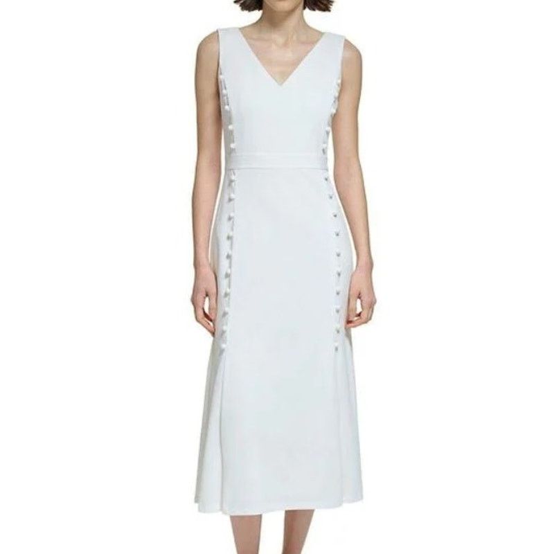 Calvin Klein Calvin Klein Womens Fit Flare Midi Dress Size 4 Career Work |  Grailed