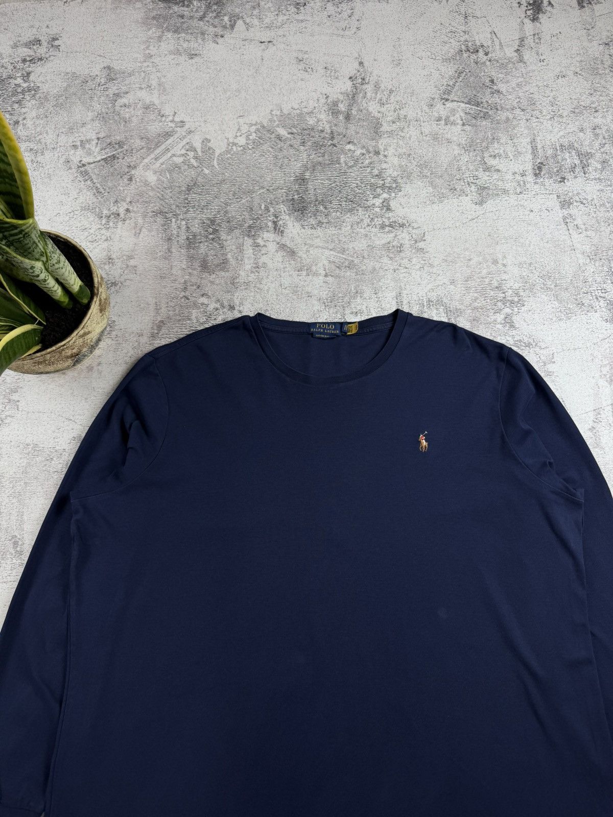Polo Ralph Lauren Polo Ralph Lauren XXL Cotton Slim Fit Crew Neck Long-Sleeve Blue T Shirt Jersey Size US XXL / EU 58 / 5 - 4 Thumbnail