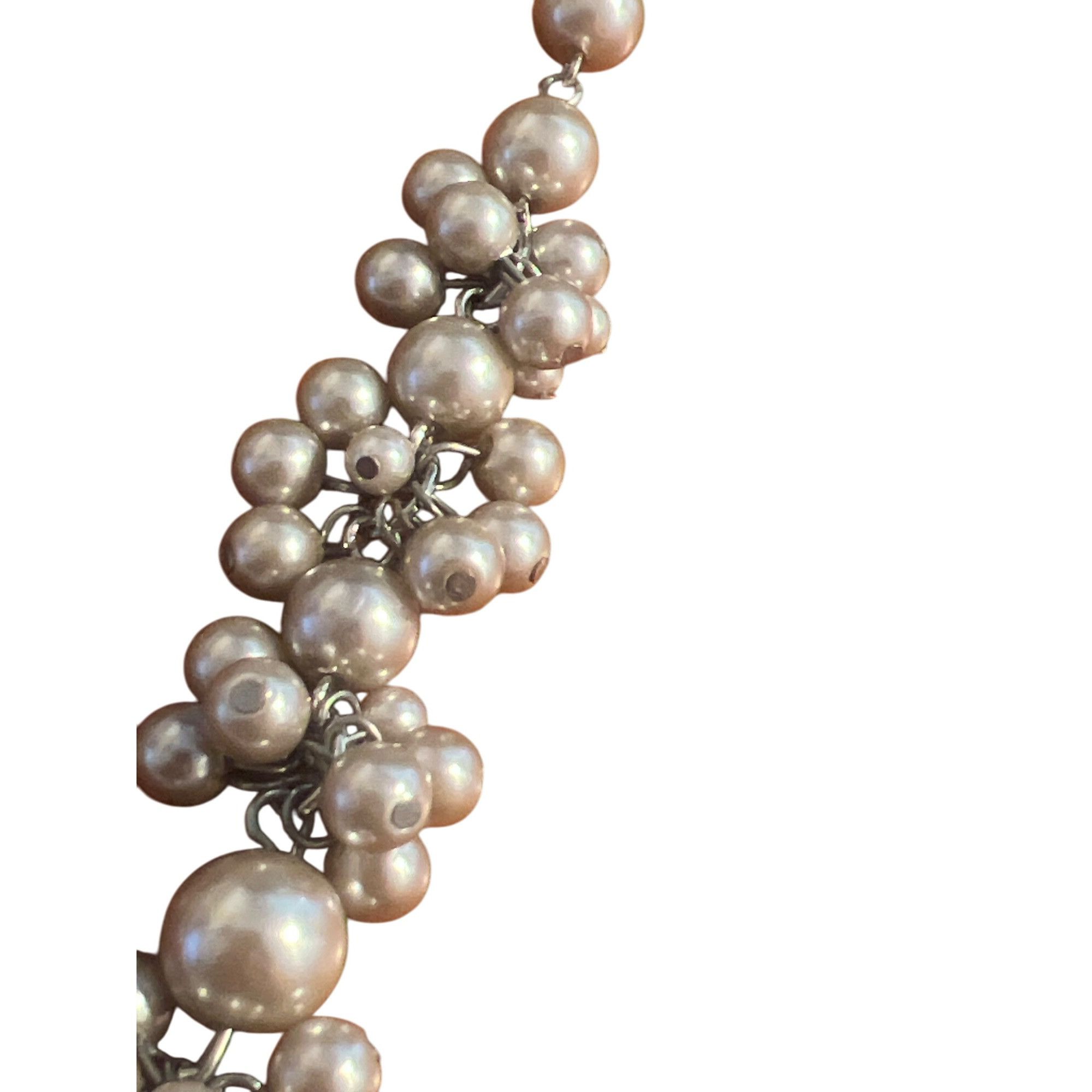 Other Vintage RMN Waterfall Y Necklace Faux Pearls Silver Gray Est Size ONE SIZE - 3 Thumbnail