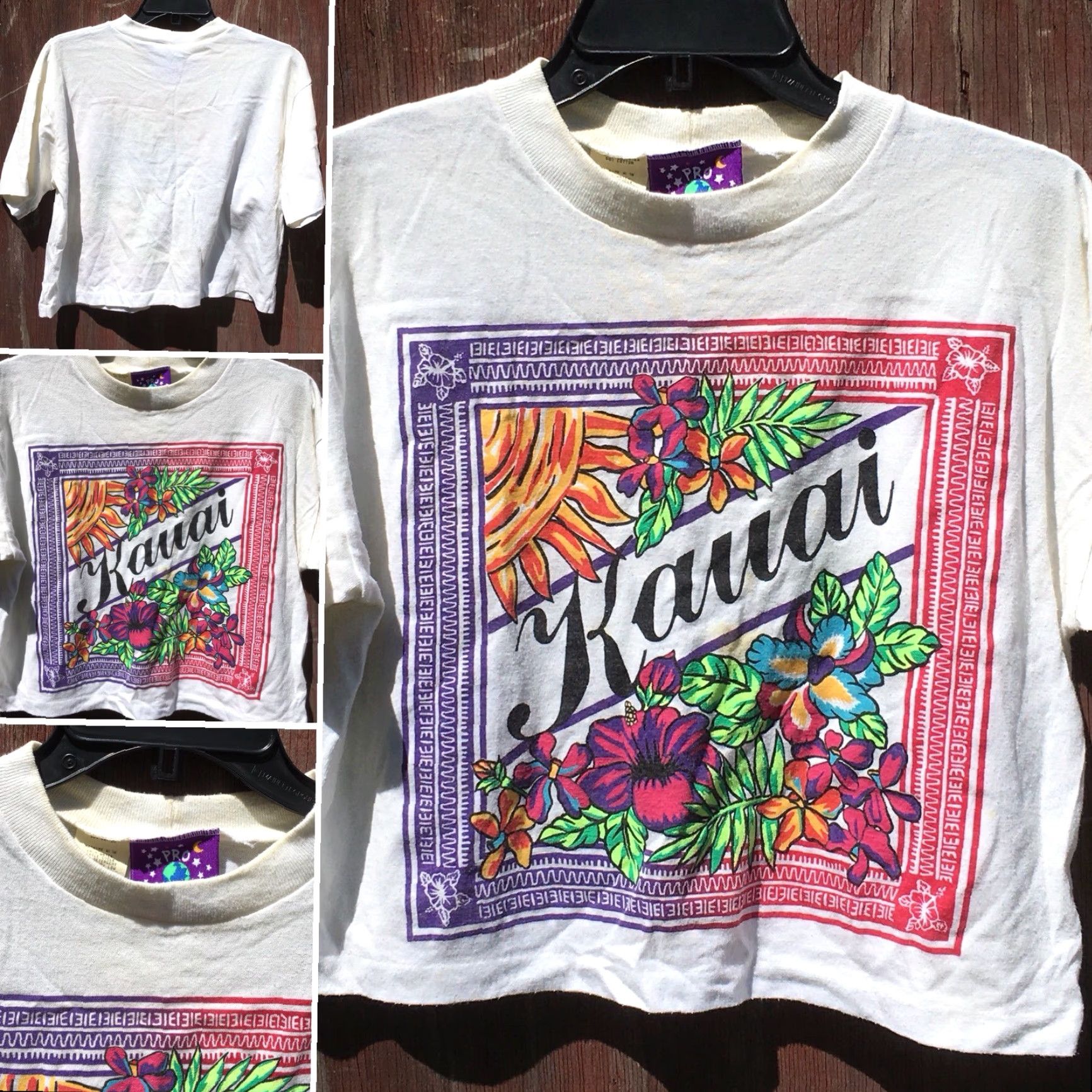 ESPIRIT VINTAGE Pro Spirit Shirt Unisex S Ivory 80s 90s Kauai Crop Top T-Shirt Made In USA Half Shirt Graphic Tee Sportswear/Beach Size US S / EU 44-46 / 1 - 6 Thumbnail