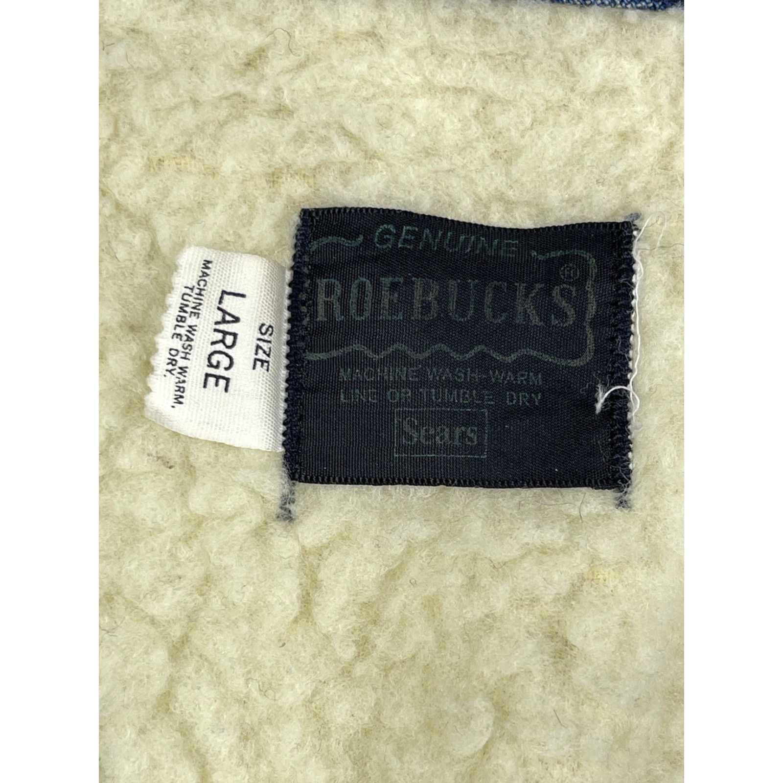 Sears VINTAGE Roebucks Denim Vest Sherpa Lined Sz Large Mens Western Cowboy Vest Size US 33 - 2 Thumbnail