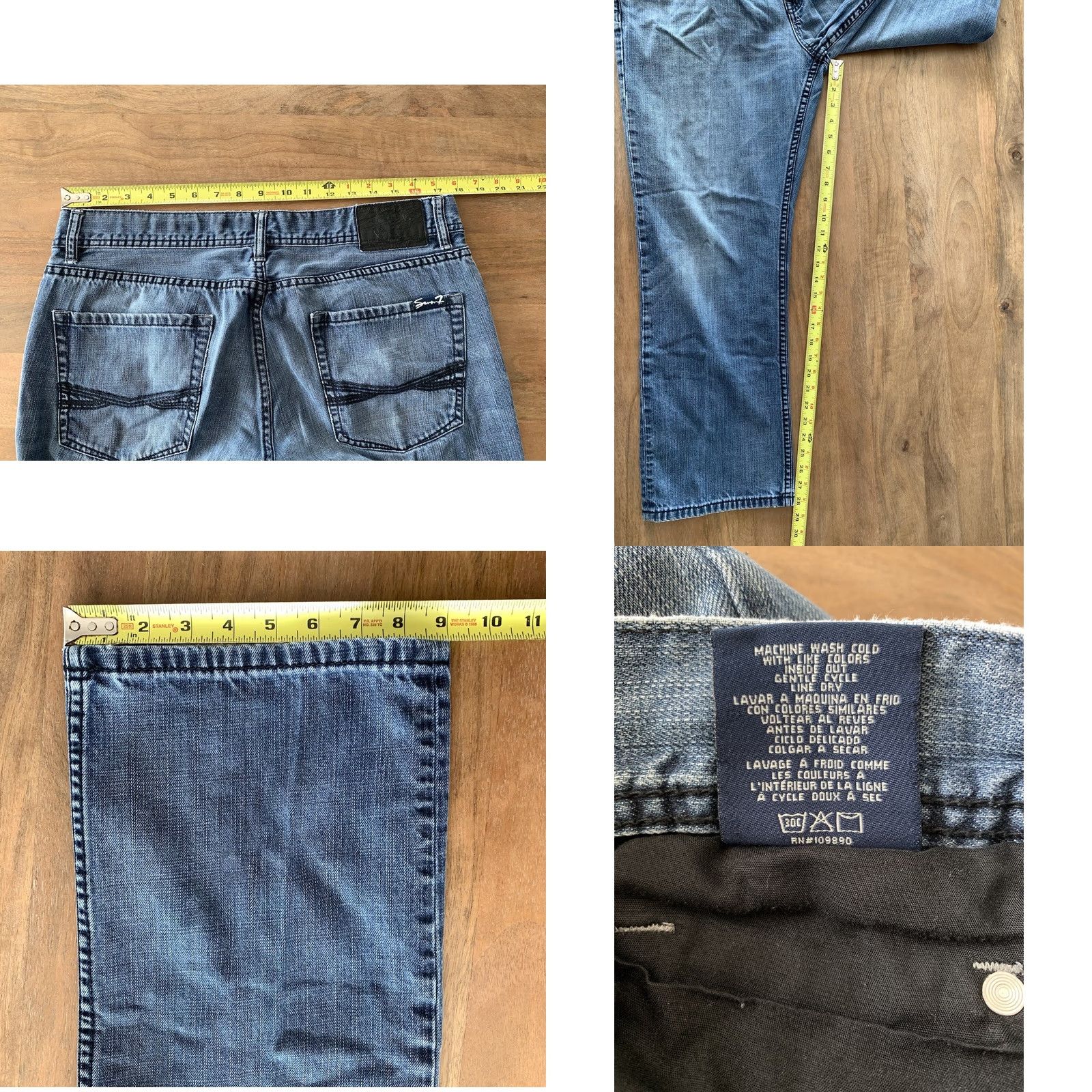 Vintage Seven7 Jeans Mens 36x30 Straight Denim Blue 90s Grunge Retro Casual Baggy Vintage No N/A Size US 36 / EU 52 - 8 Thumbnail