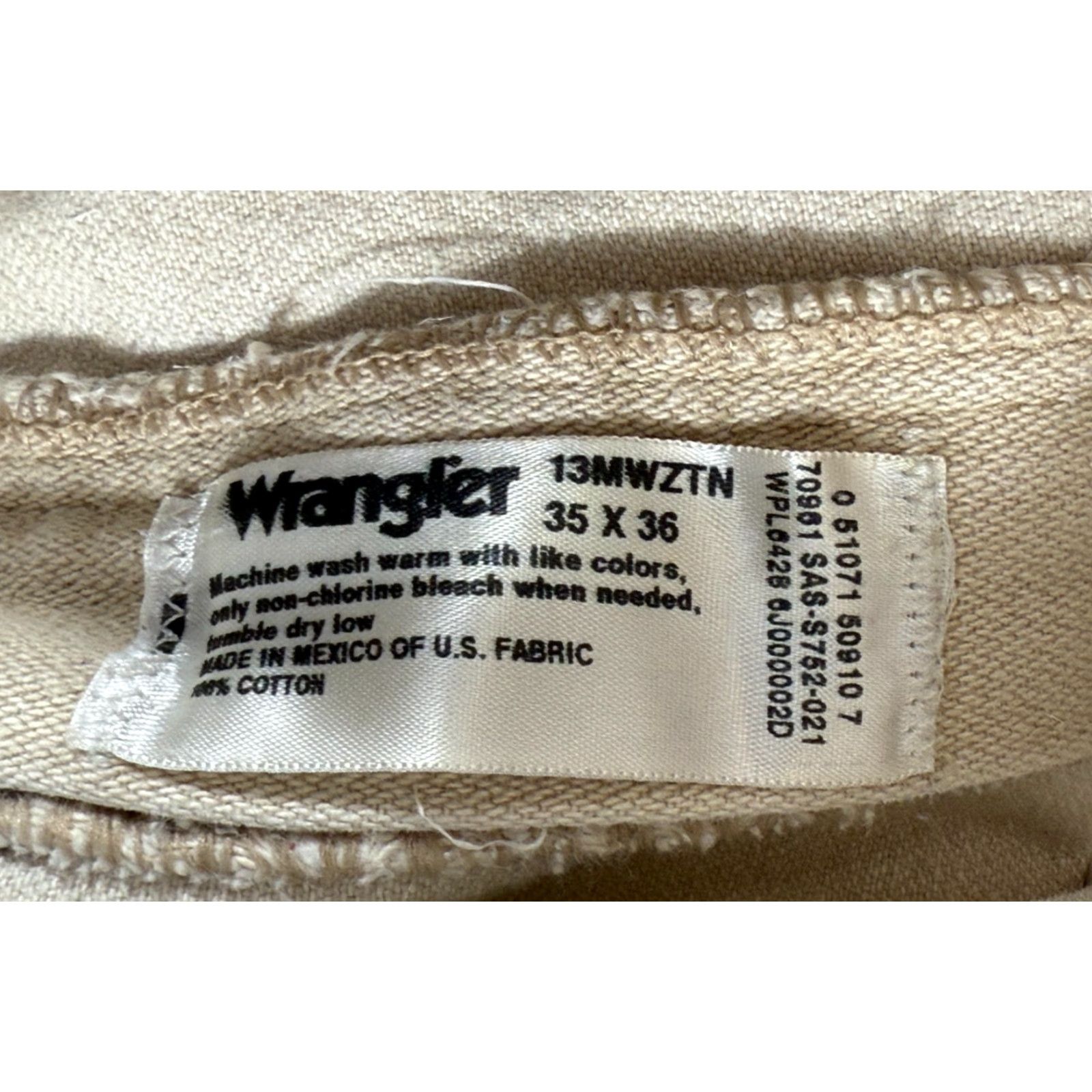 Wrangler Wrangler Jeans Mens 35X36 Beige Straight Leg Western Outdoors Workwear Pockets Cowboy Size US 35 - 5 Thumbnail