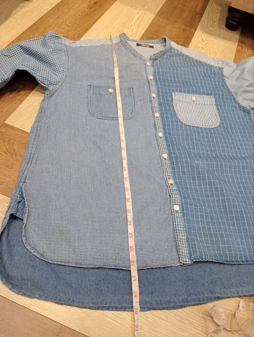 Issey Miyake NE-NET ISSEY MIYAKE PATCHWORK DENIM SHIRT Size US L / EU 52-54 / 3 - 14 Thumbnail