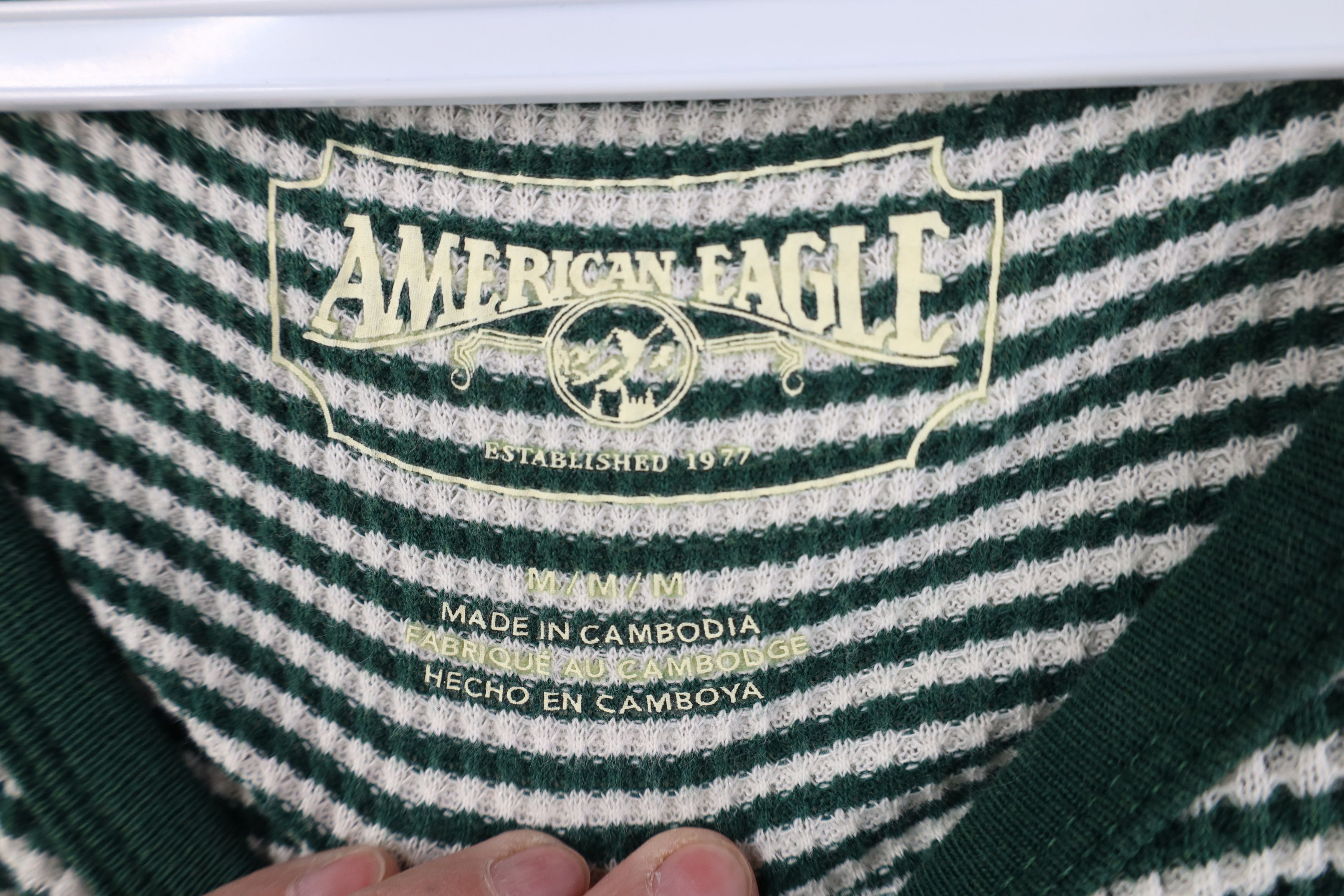 American Eagle Outfitters Vintage Y2K American Eagle Striped Thermal Knit T-Shirt Size M / US 6-8 / IT 42-44 - 7 Thumbnail