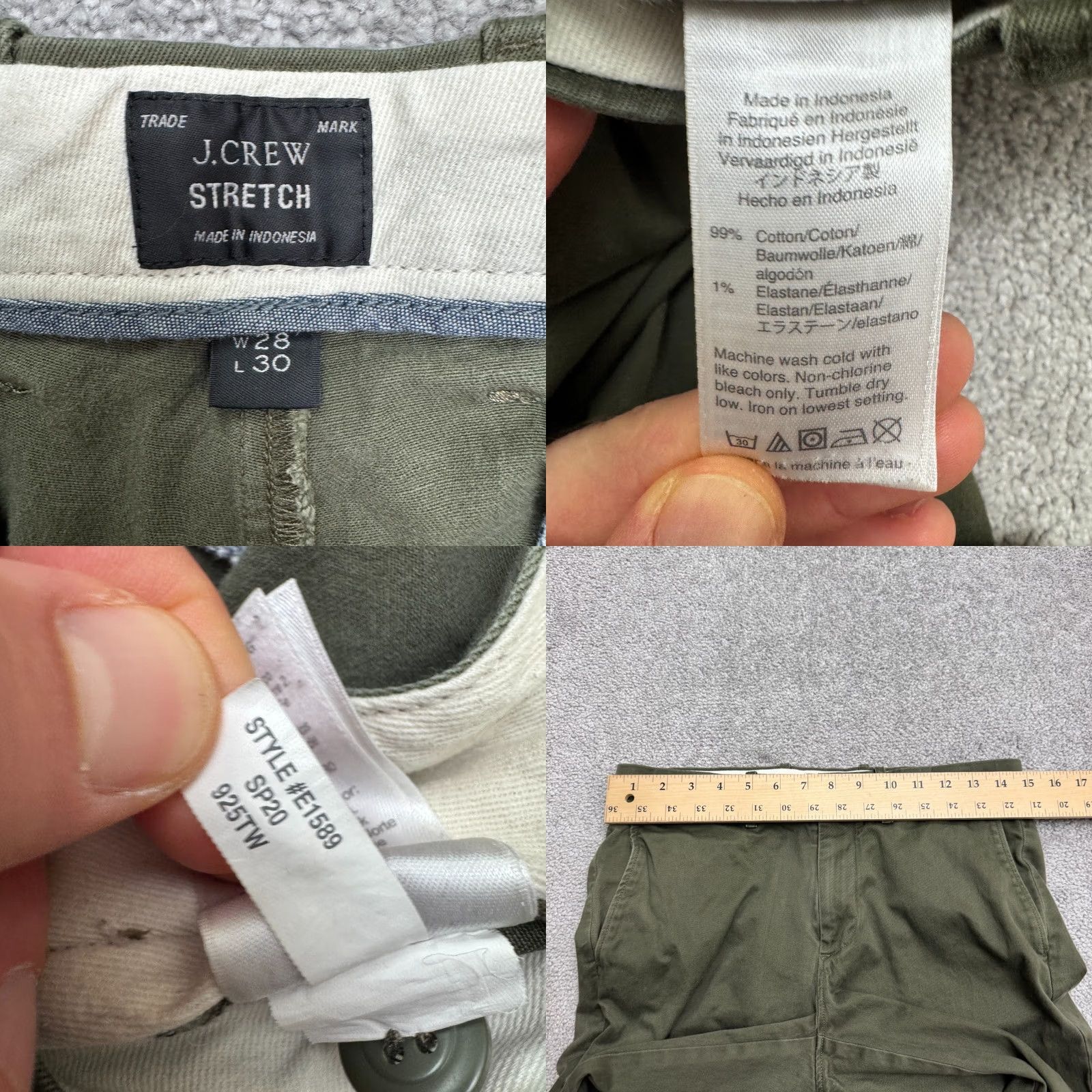 J.Crew J.CREW 484 Slim Fit Chino Pants Mens 28x30 Olive Green Tapered Flat Front Cotton Shirt Size US 28 / EU 44 - 8 Thumbnail