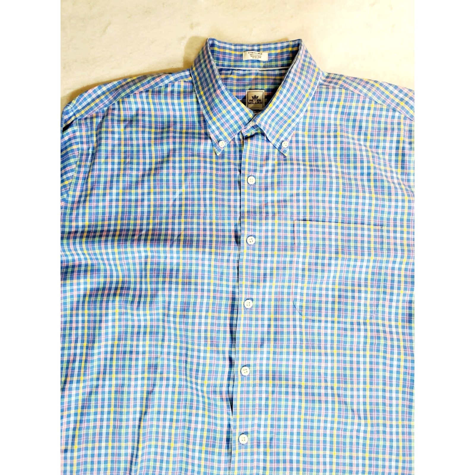Peter Millar Peter Millar Signature Mens XL Long Sleeve Button-up Shirt Plaid 100% Cotton Size US XL / EU 56 / 4 - 2 Thumbnail