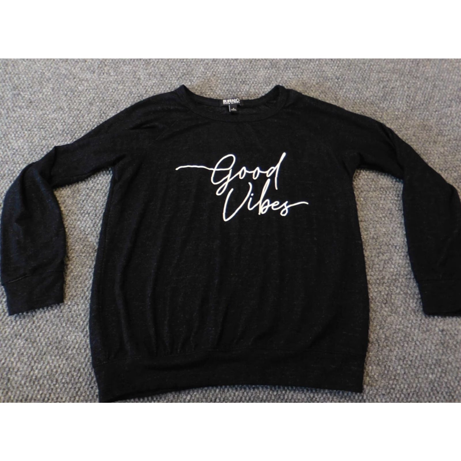 Buffalo David Bitton Buffalo Womens Sweater S Black Pullover Crewneck Knit Raglan Sleeve Long Sleeve Stretch Logo Classic Size S / US 4 / IT 40 - 2 Thumbnail