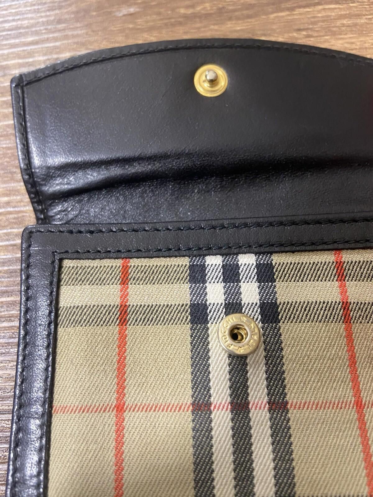 Burberry Vintage Burberrys Nova Check black leather trifold wallet Size ONE SIZE - 7 Thumbnail