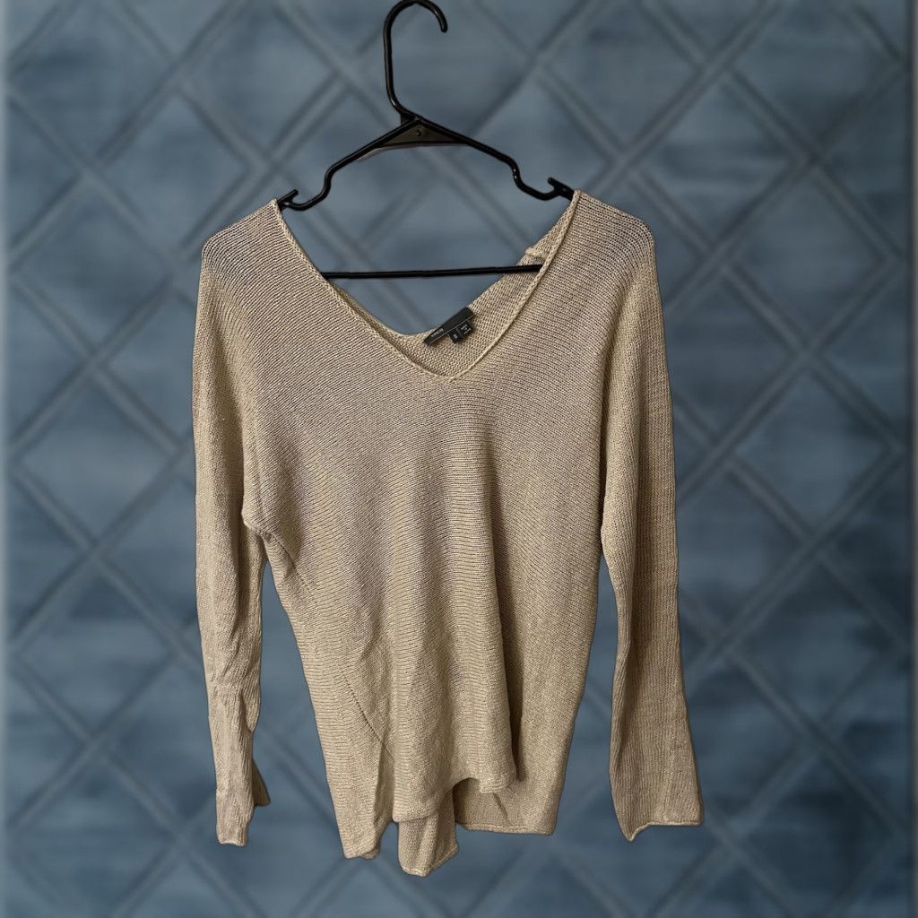 Vince Vince Women Sweater Pullover V-Neck Long Sleeve Cotton Casual Fall Winter Size Small Beige Size S / US 4 / IT 40 - 1 Thumbnail