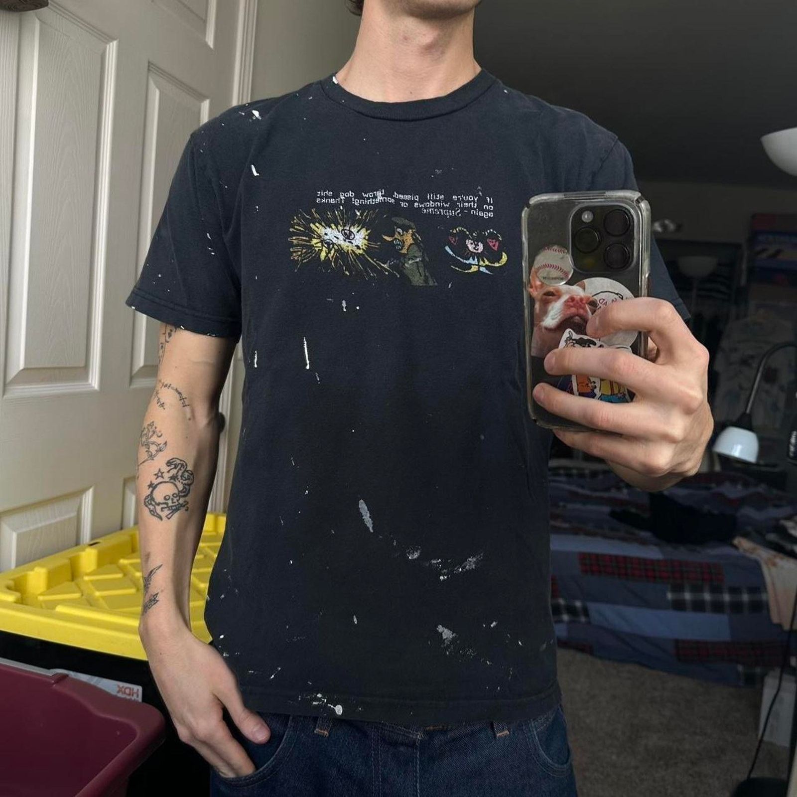 Supreme × Vintage Supreme Graphic Quote Dog Shit Black Faded Painter Shirt Size US M / EU 48-50 / 2 - 2 Thumbnail