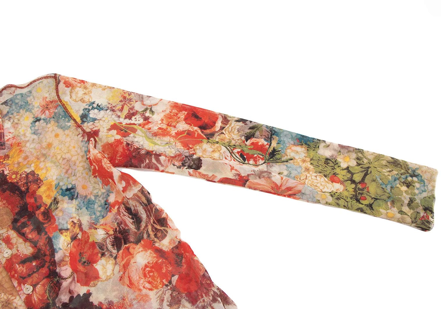 Jean Paul Gaultier Floral Print Power Net Shirt in Red Other 48 Size US M / EU 48-50 / 2 - 4 Thumbnail