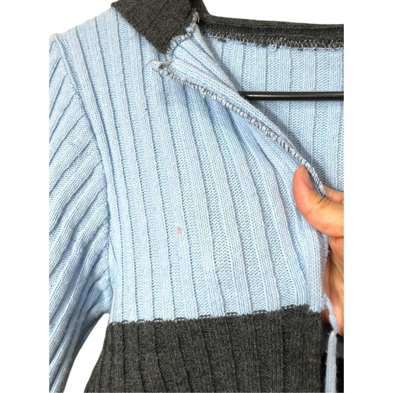 Other Vintage smooches Y2K Blue Gray Chunky Knit Cardigan Sweater Size M / US 6-8 / IT 42-44 - 9 Thumbnail