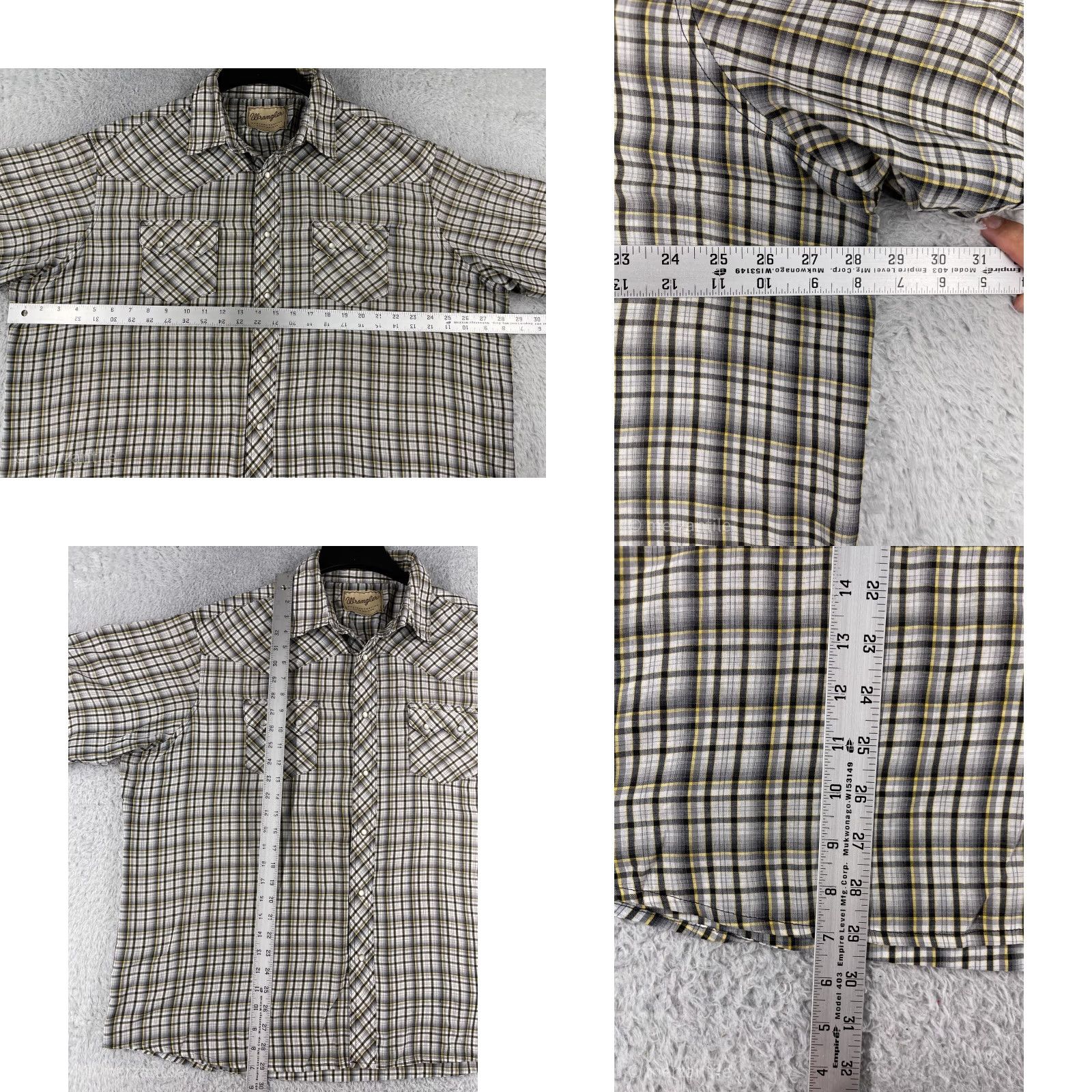 Wrangler Wrangler Shirt Mens 3XL Beige Plaid Western Pearl Snap Short Sleeve Pockets Shirt (Button-Up) Womens? Wait. Need end. Size US XXL / EU 58 / 5 - 9 Thumbnail