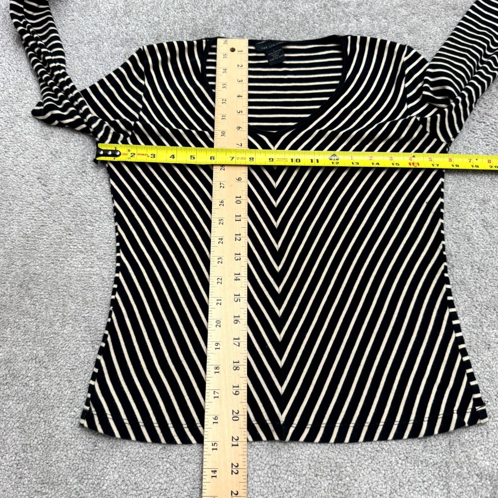 Vintage The Limited Top Womens Large Black Cream Chevron V-Neck Long Sleeve Cotton Knit Size L / US 10 / IT 46 - 6 Thumbnail