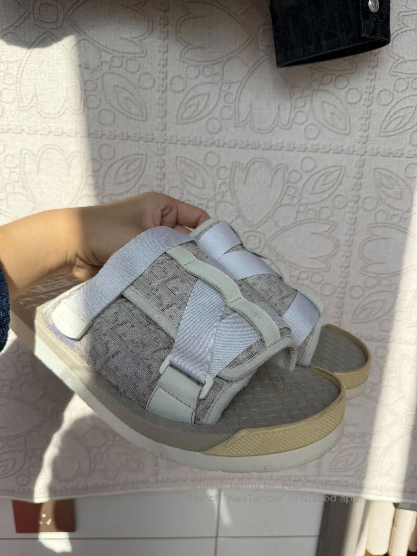 dior alpha patterned slide sandals size 44.