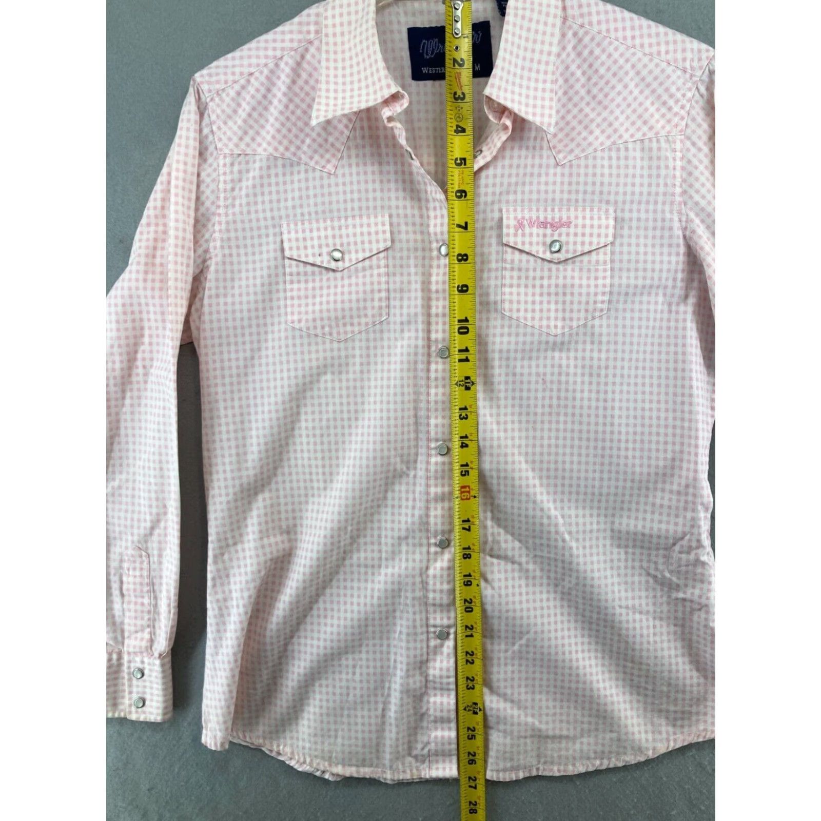 Wrangler VINTAGE Wrangler Western Shirt Womens M Pink Check Pearl Snap 100% Cotton Cowgirl | 90s Theme Size M / US 6-8 / IT 42-44 - 3 Thumbnail