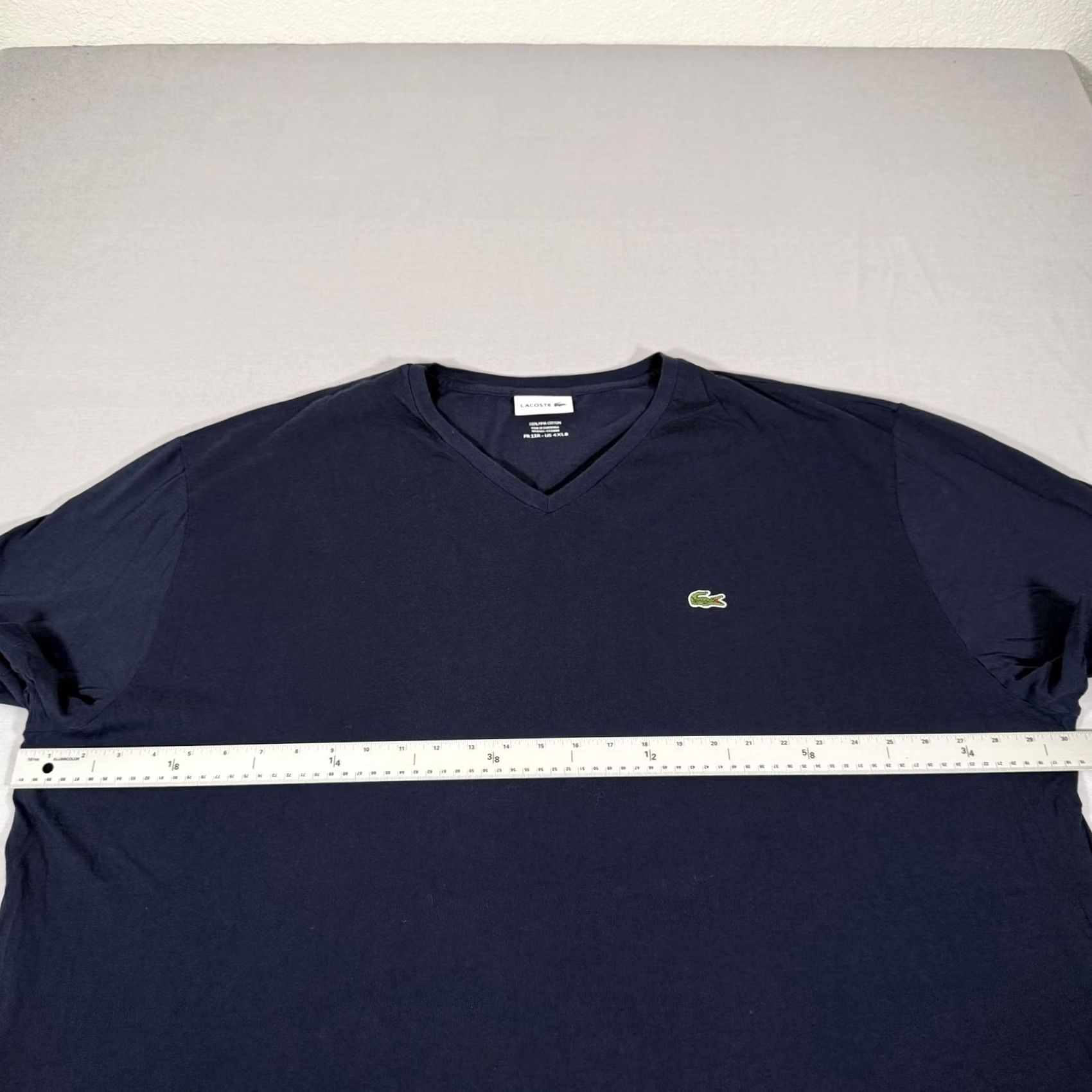 Lacoste Lacoste Shirt Mens 4XLB Blue V-Neck Croc Logo Tee Pima Cotton Stretch Tennis Size US XXL / EU 58 / 5 - 4 Thumbnail