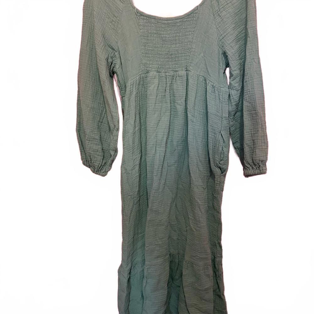 Designer Chic Green Maxi Dress with Puff Sleeves Size M / US 6-8 / IT 42-44 - 2 Thumbnail