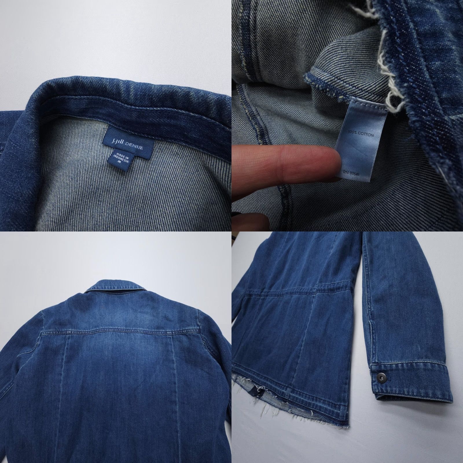 J. Jill VINTAGE J Jill Denim Chore Coat Womens M Blue Dark Wash Cotton Barn Western Cinch Size M / US 6-8 / IT 42-44 - 8 Thumbnail