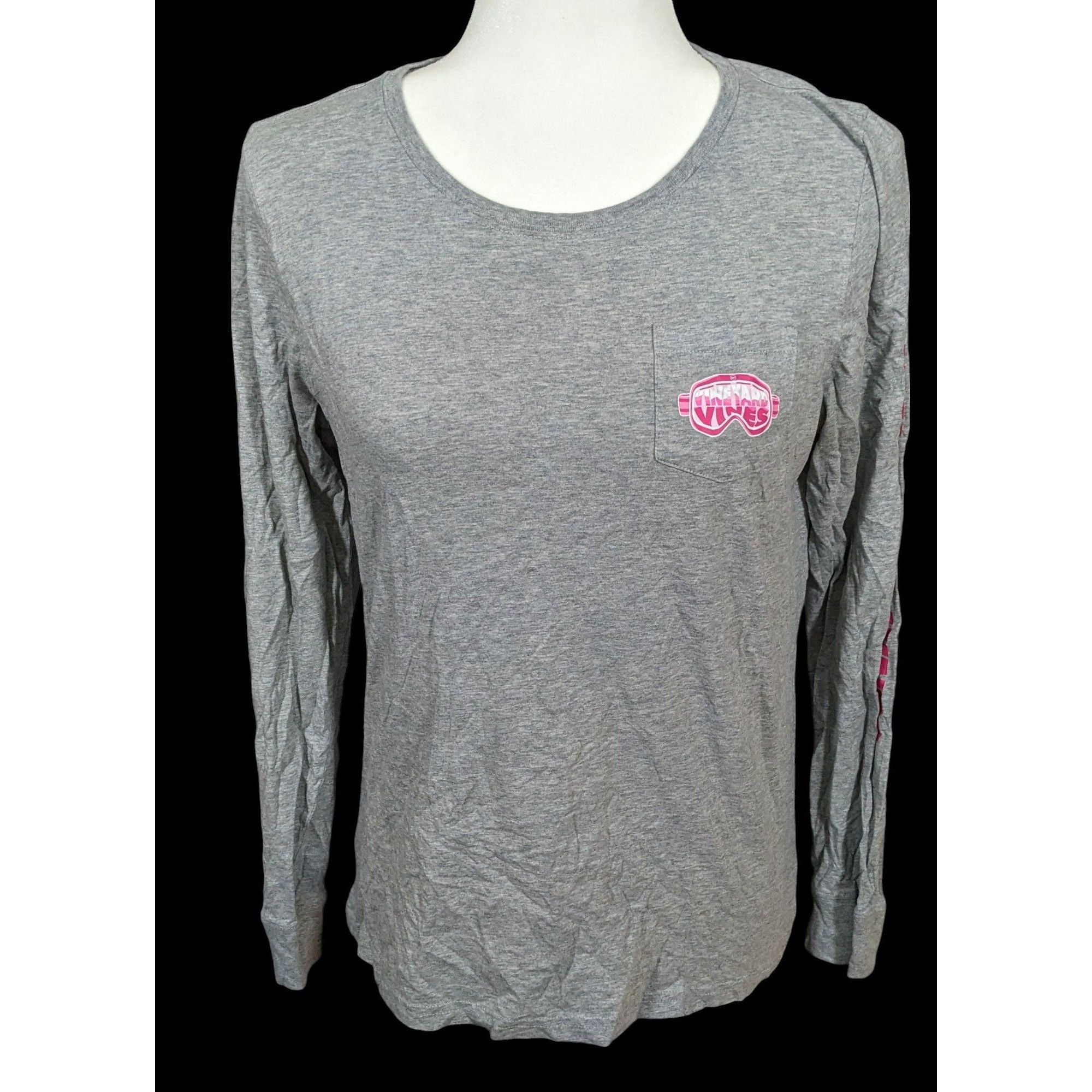 Vineyard Vines Preppy Vineyard Vines Grey And Pink Long Sleeve Shirt Size S / US 4 / IT 40 - 1 Thumbnail