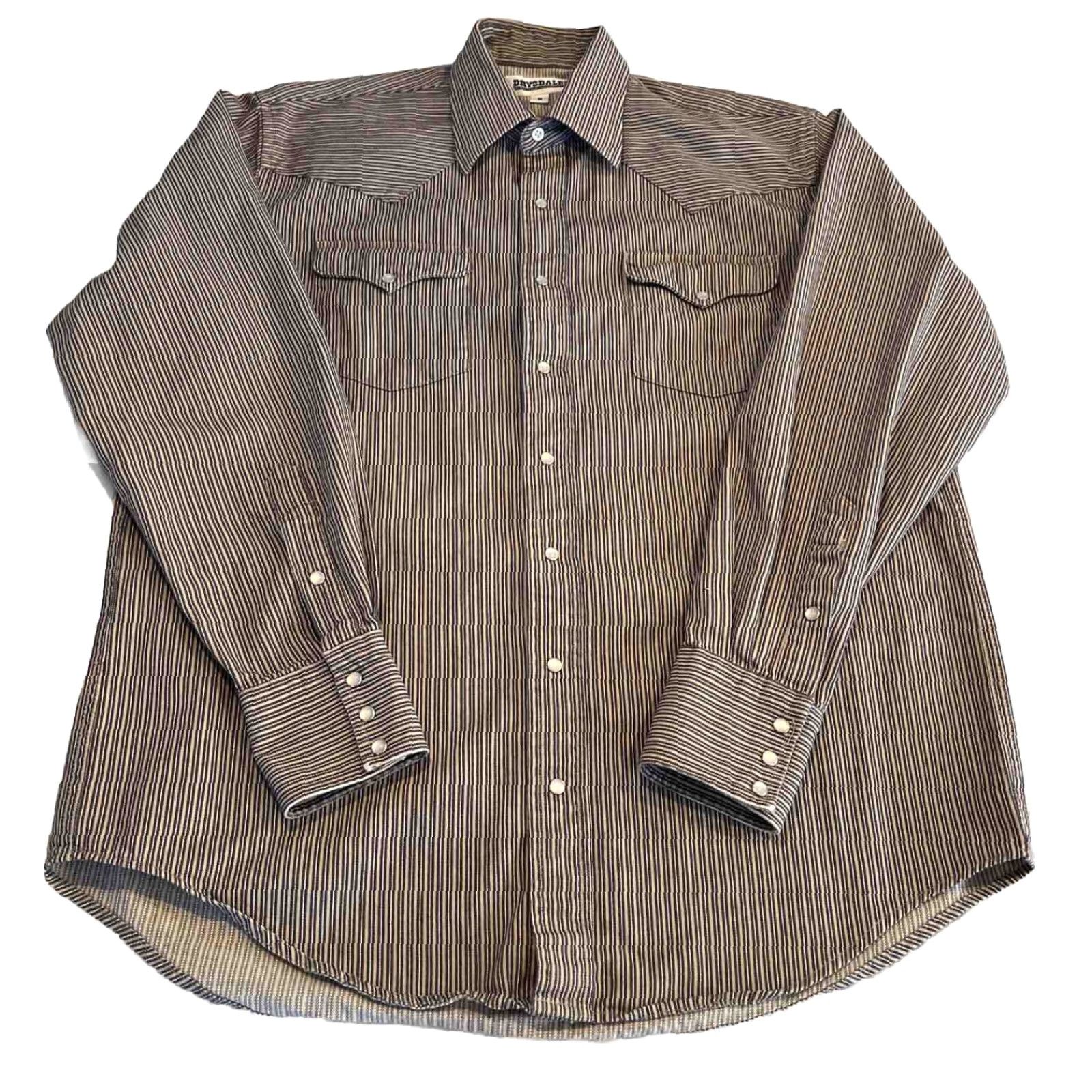 Vintage VINTAGE Drysdales Men’s M Western Shirt Pearl Snap Heavy Cotton Blue Stripe Pockets Flaw Size US M / EU 48-50 / 2 - 2 Thumbnail