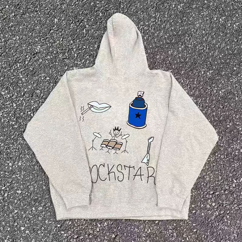 Vintage Gray washed retro cartoon print hoodie y2k Size US M / EU 48-50 / 2 - 2 Thumbnail
