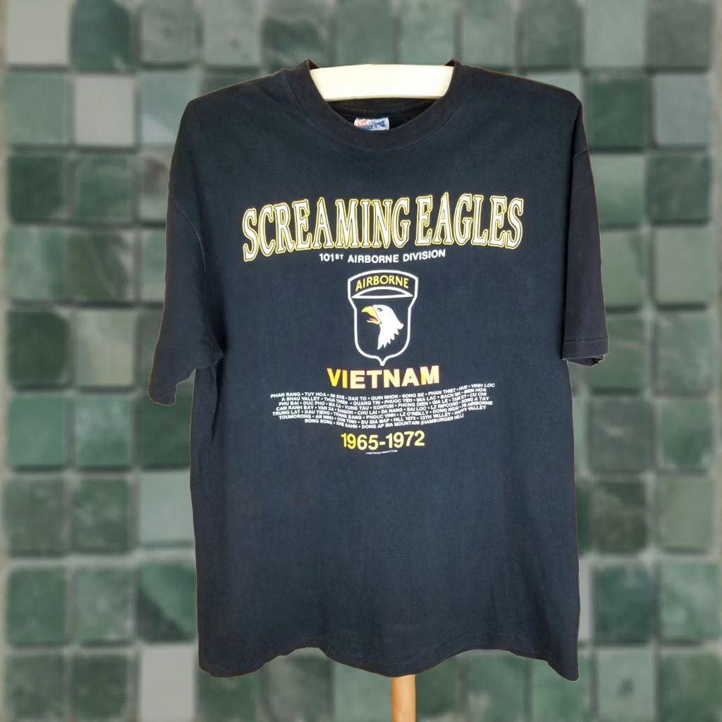 Hanes VINTAGE 90' SCREAMING EAGLES AIRBORNE US ARMY BLACK T-SHIRT SZ LARGE Shirt Mens Hanes Cotton Size US L / EU 52-54 / 3 - 1 Thumbnail