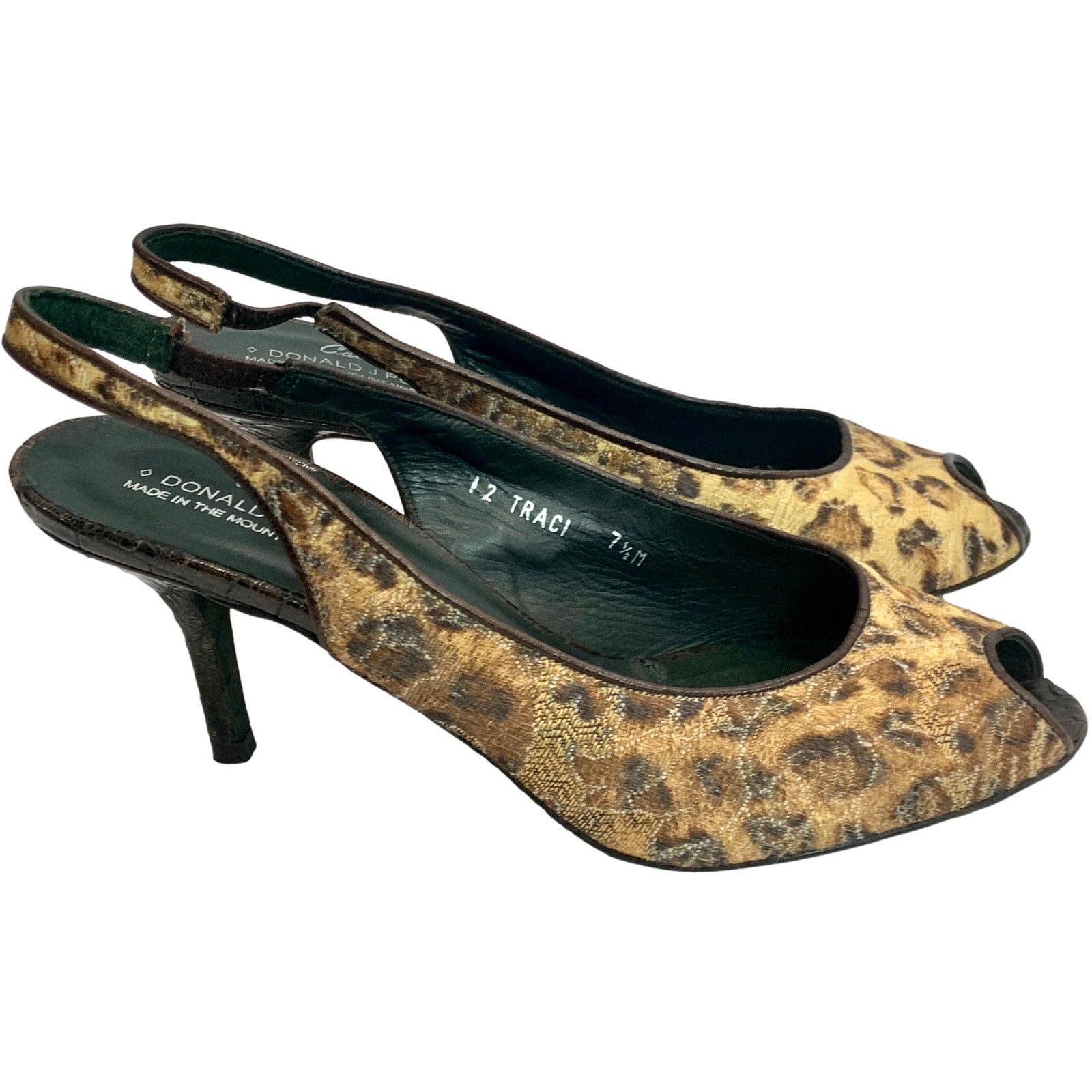 Donald Pliner × Vintage 90s Donald Pliner Leopard Print Slingback Heels Peep Toe 7.5 Size US 7.5 / IT 37.5 - 3 Thumbnail
