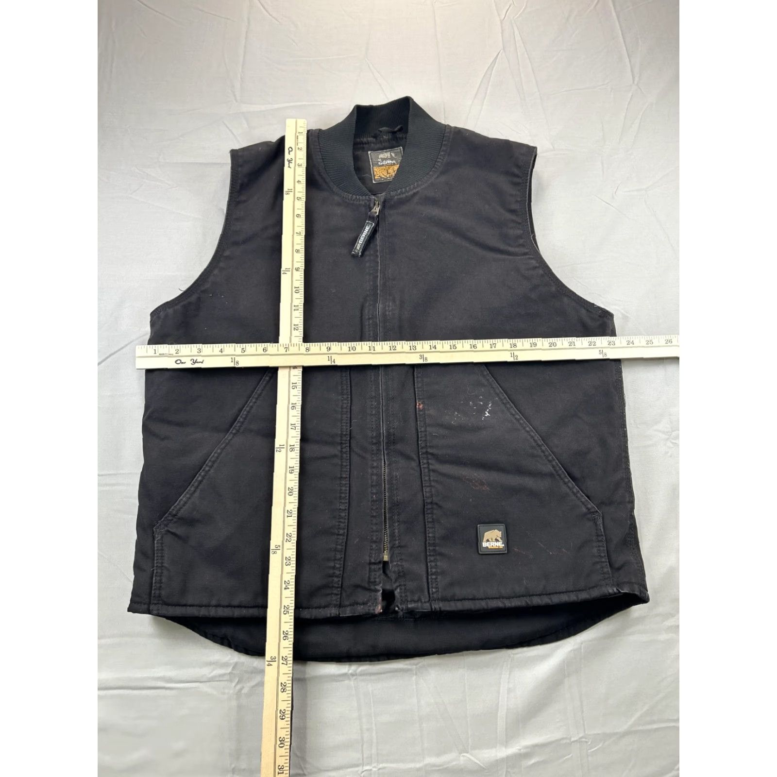 Vintage Berne Vest Mens L Black Canvas Quilted Insulated Full Zip Workwear Outdoor Size US L / EU 52-54 / 3 - 7 Thumbnail