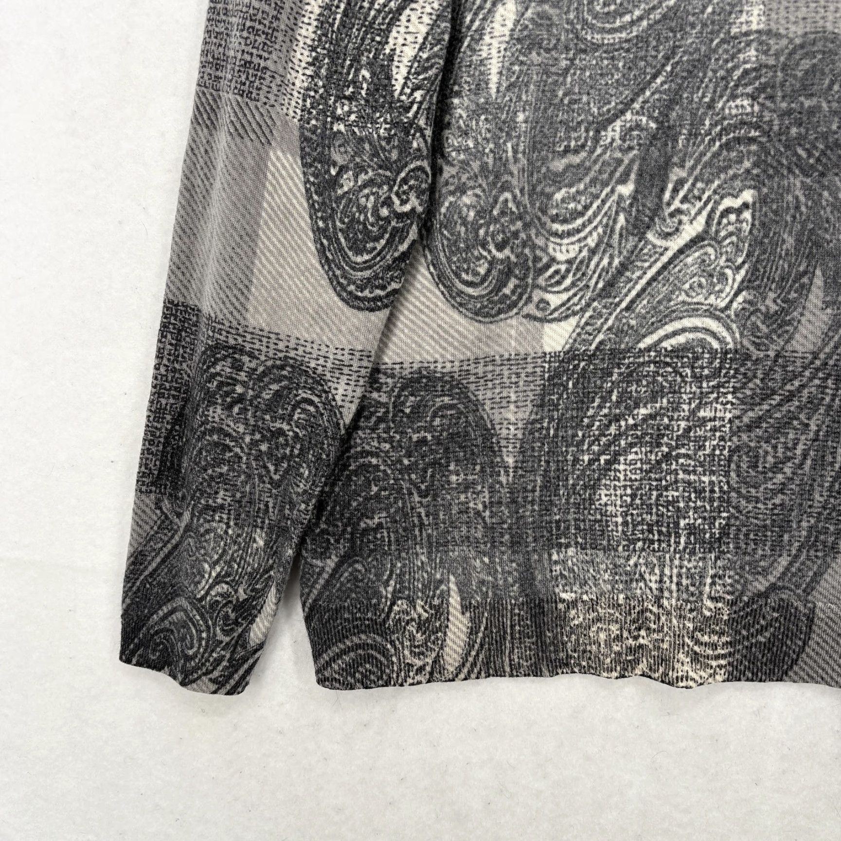 Talbots Talbots Sweater Womens 1X Gray Merino Wool Paisley Plaid Pullover Crewneck Cozy Size XL / US 12-14 / IT 48-50 - 3 Thumbnail