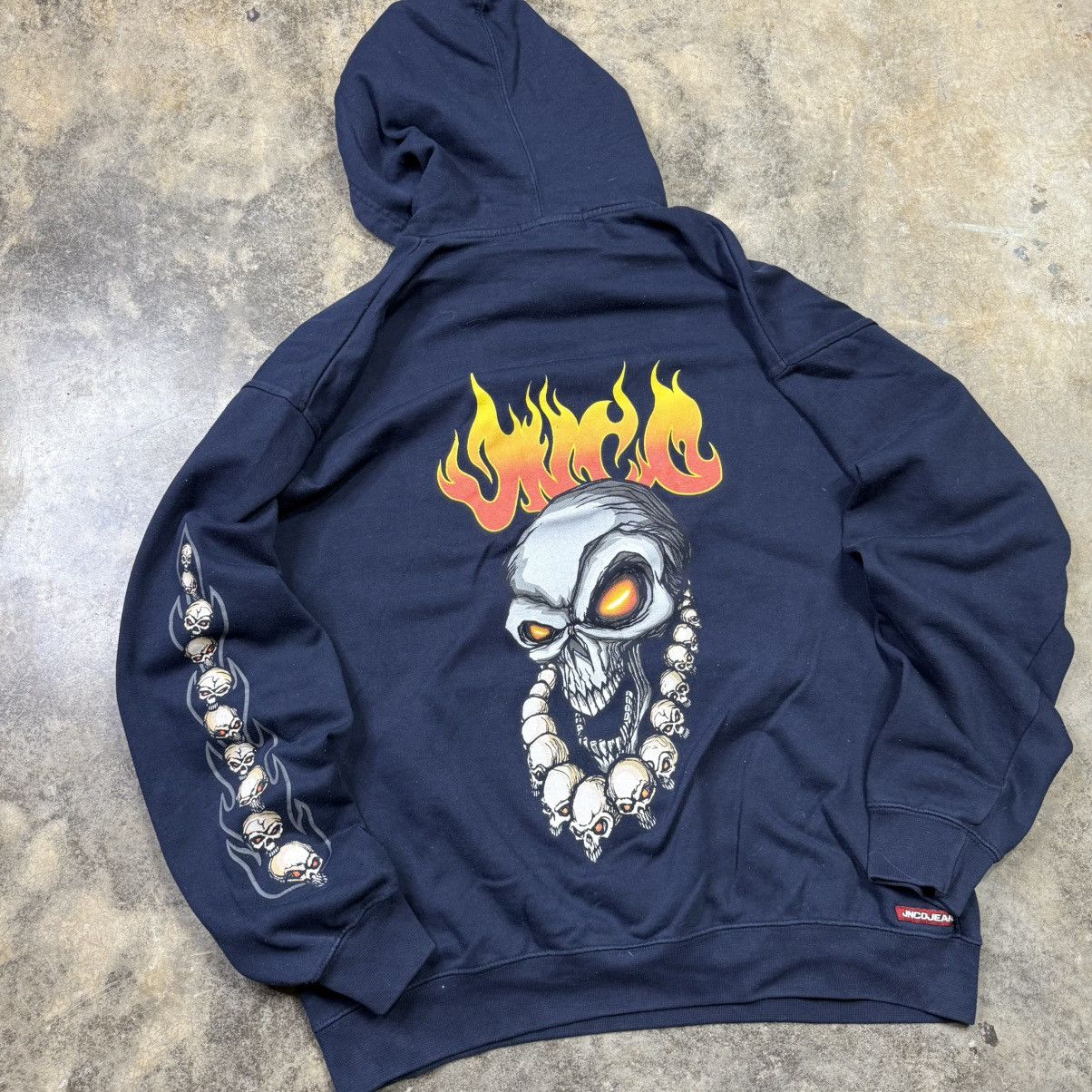 JNCO vintage jnco jeans flaming skull baggy skull hoodie Size US XL / EU 56 / 4 - 2 Thumbnail
