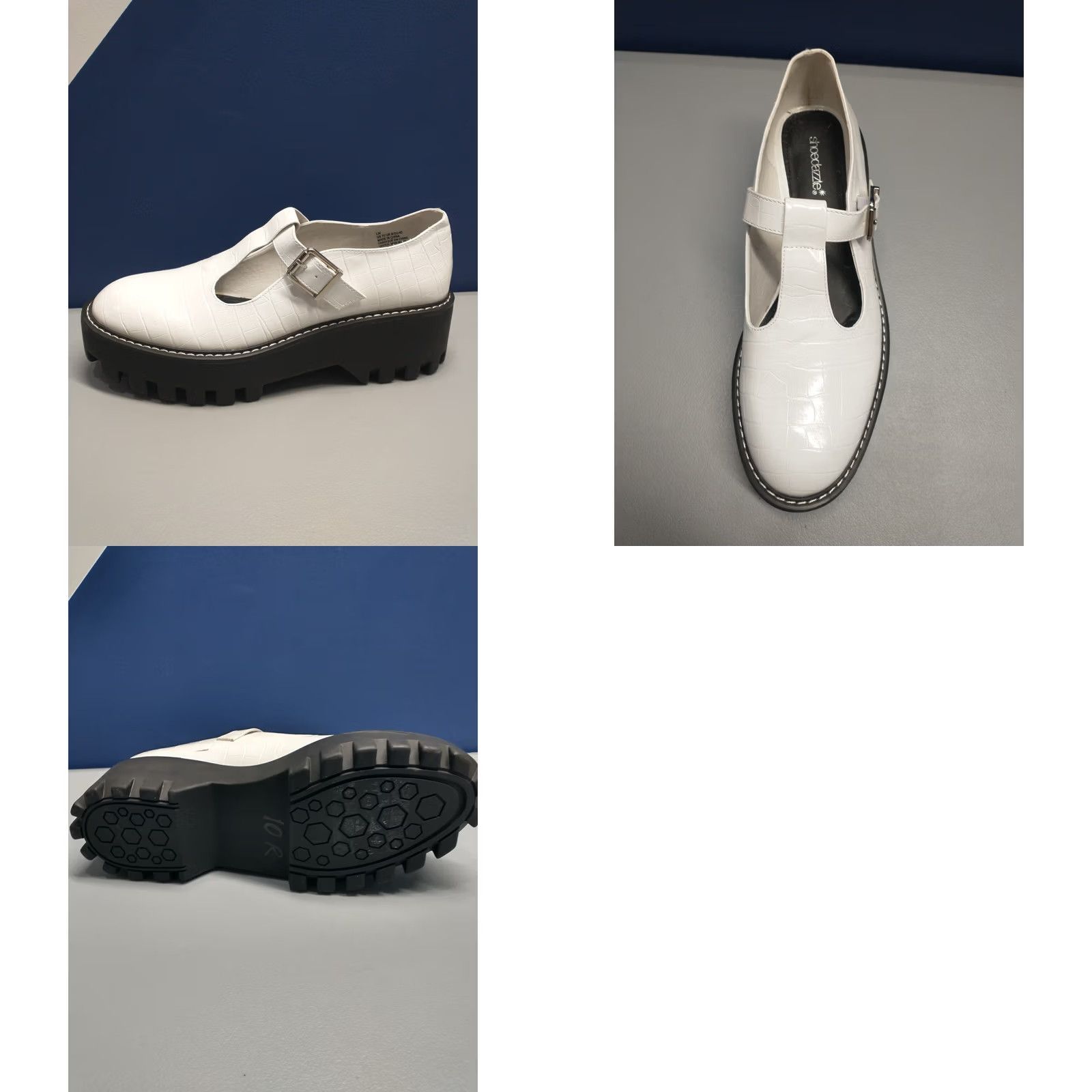 Vintage ShoeDazzle Mary Janes Boots Womens Size 11 White Manmade Lug Sole Round Toe Size US 11 / IT 41 - 10 Thumbnail