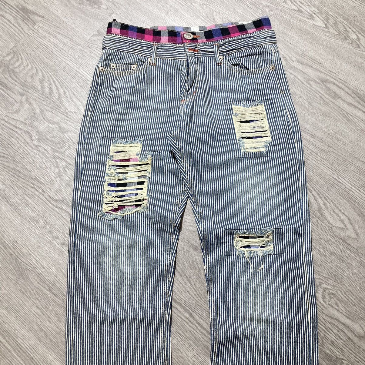 Japanese Brand 2000s Japanese Brand Double Waist Ripped Striped Pants Size US 29 - 2 Thumbnail