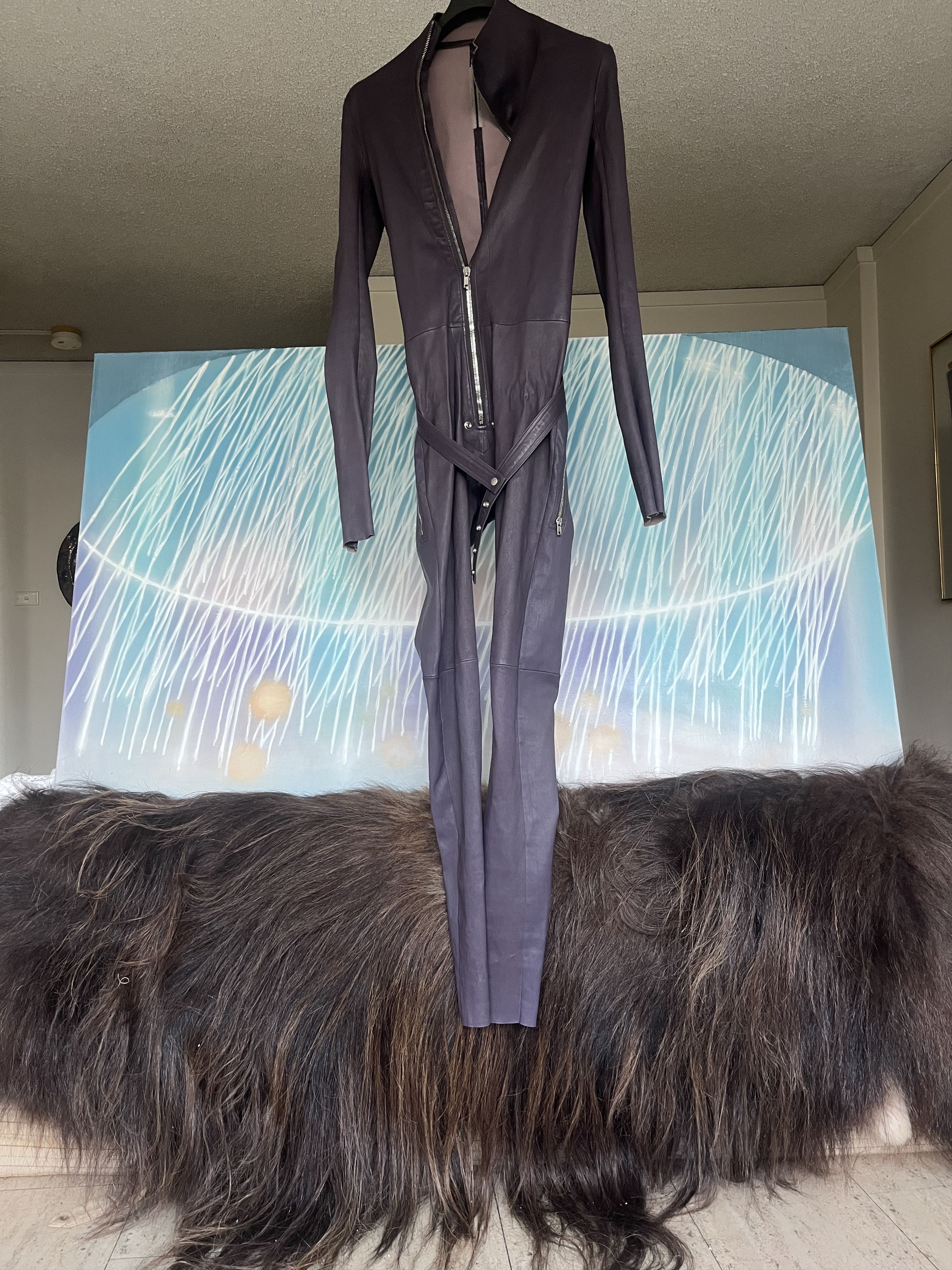rick owens ジャンプスーツ21SS GARY FLIGHTSUIT Rick Owens Green Gary Leather Jumpsuit Rick Owens