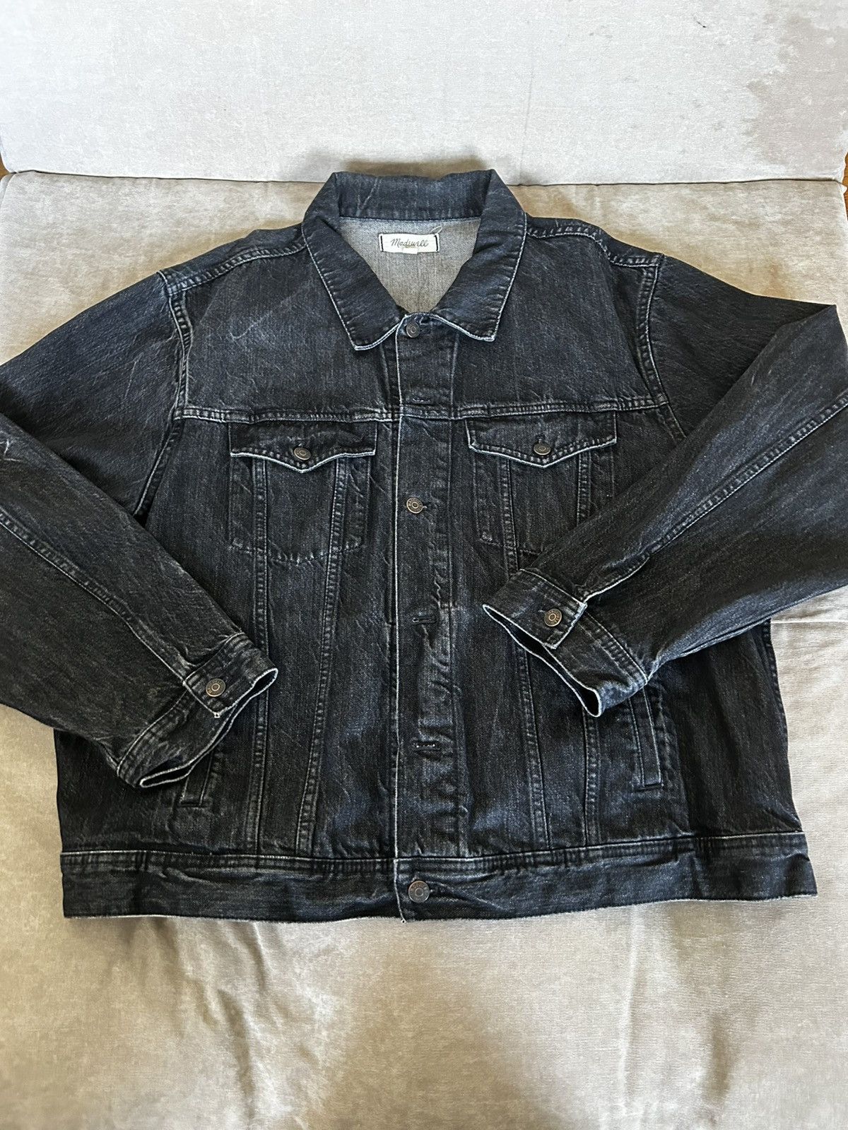 Madewell Madewell Dark Distressed Denim Jacket Oversized Size US XXL / EU 58 / 5 - 1 Thumbnail