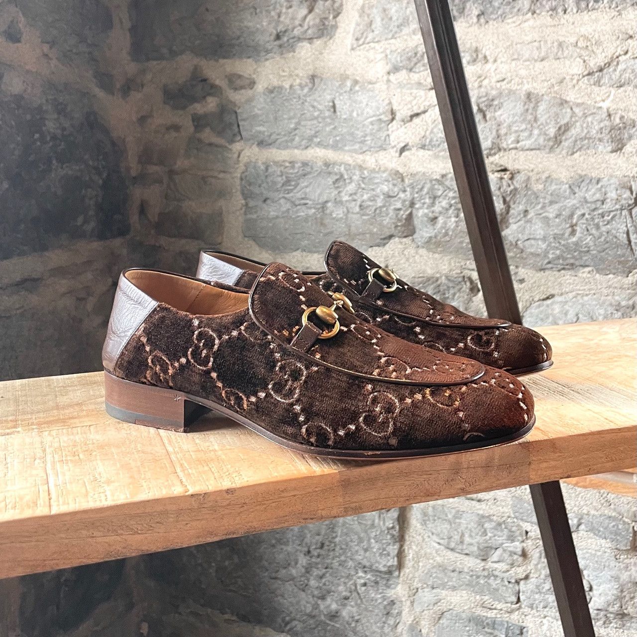 Gucci Gucci Quentin Brown Velvet GG Horsebit Loafers Size US 7 / EU 40 - 1 Thumbnail
