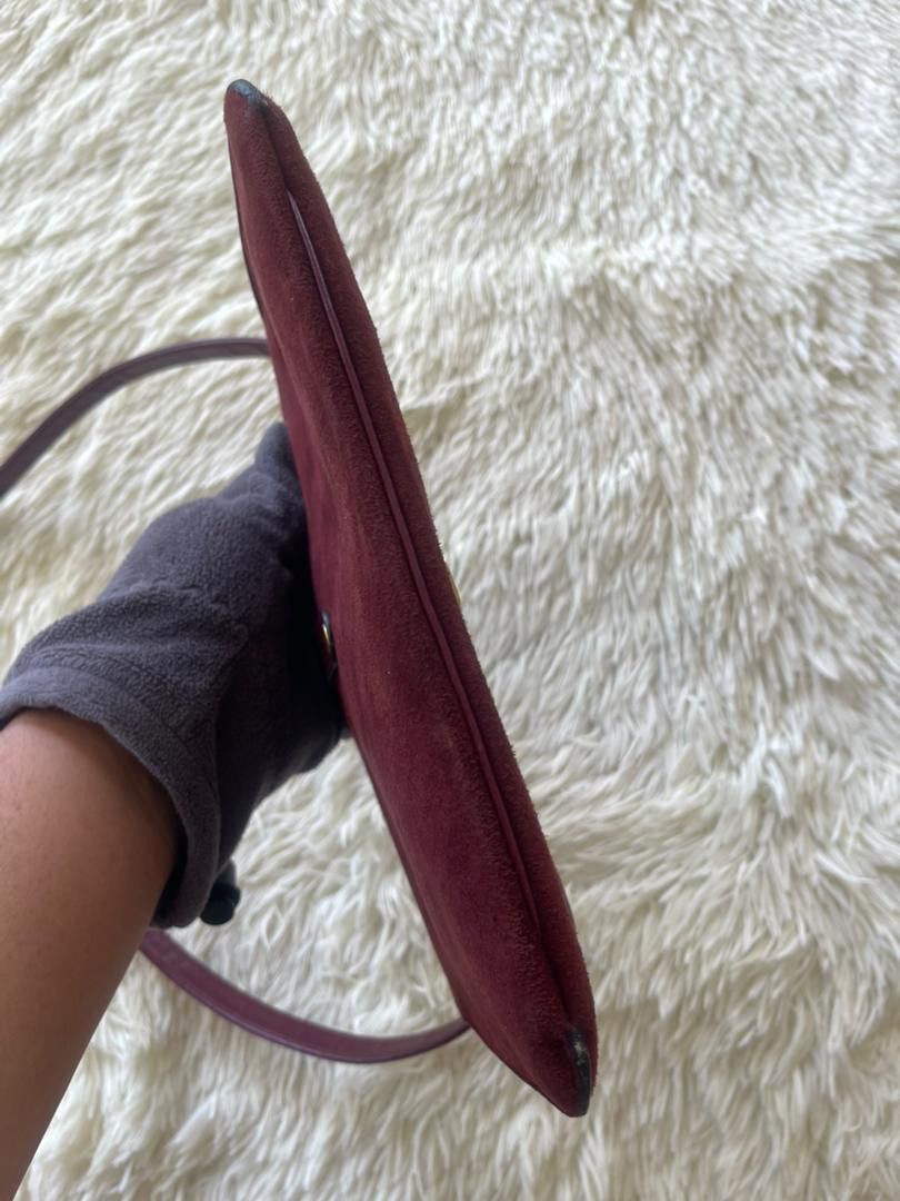 Christian Dior Monsieur Christian Dior Suede Leather Burgundy Shoulder Bag Size ONE SIZE - 14 Thumbnail