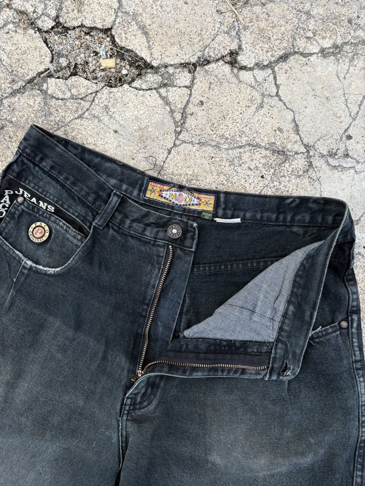 JNCO Vintage Y2K Paco Baggy Jeans Faded Black Washed Size US 34 / EU 50 - 4 Thumbnail