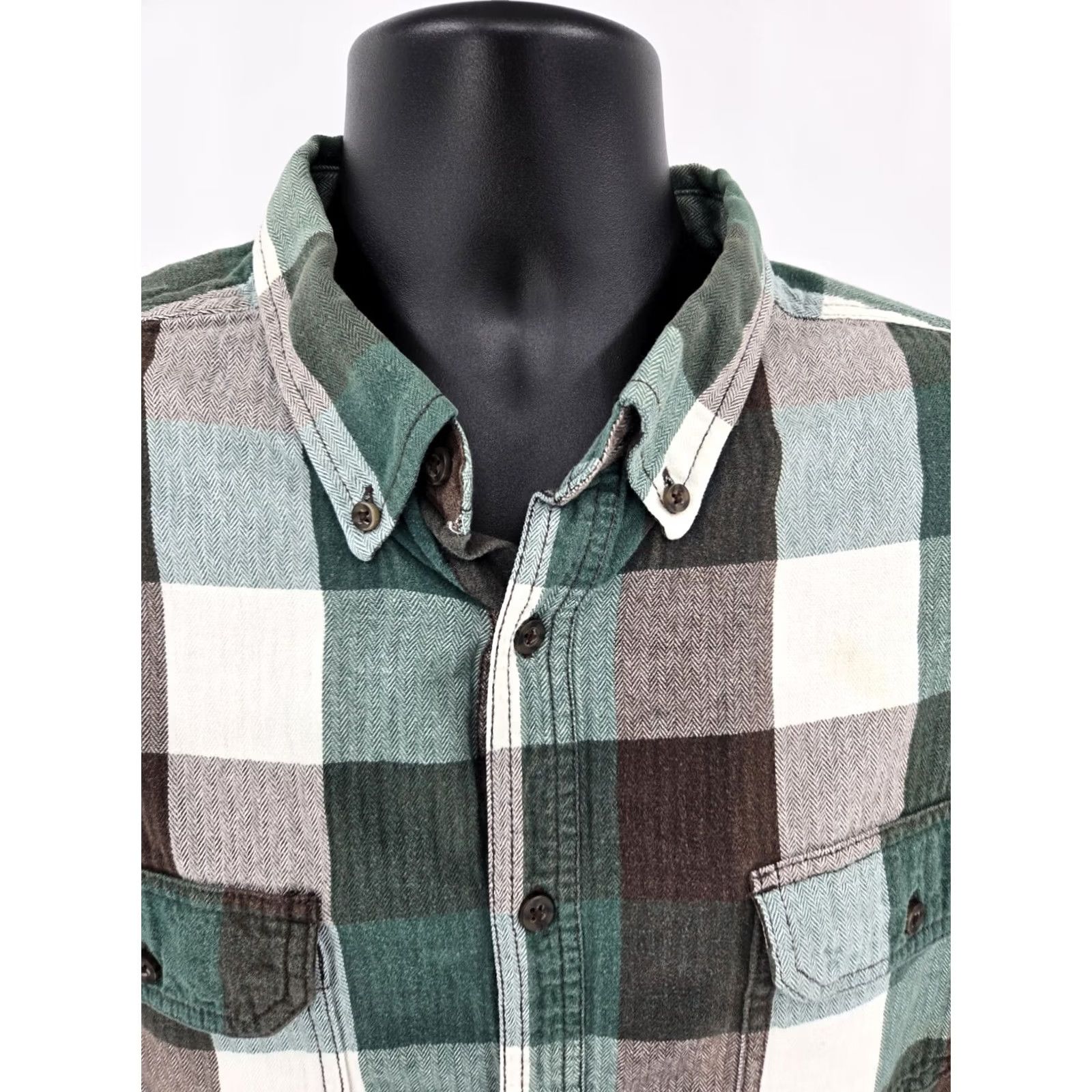 Faded Glory Faded Glory Button-Up Flannel Shirt XL Green Check Outdoor Long Sleeve Pocket Men Size US XL / EU 56 / 4 - 4 Thumbnail