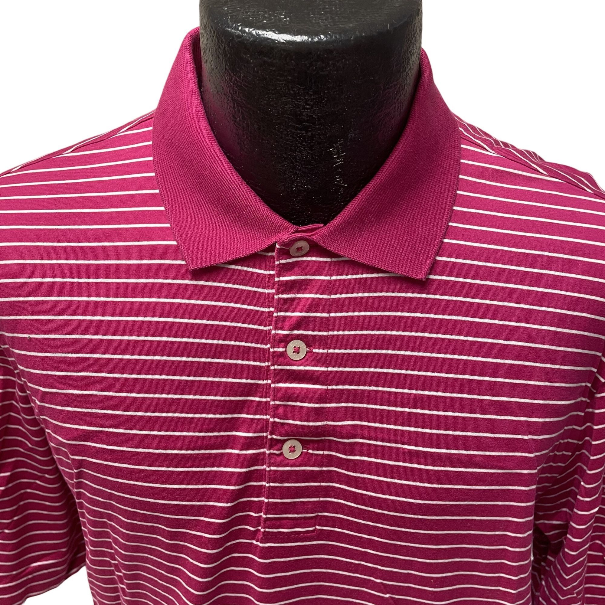 Polo Ralph Lauren Ralph Lauren Men's Maroon Magenta POLO GOLF Pima Cotton Stri Size US L / EU 52-54 / 3 - 2 Thumbnail