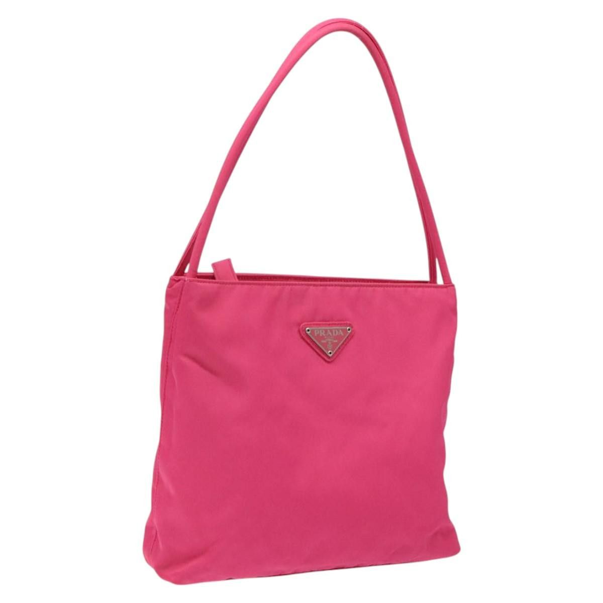 Prada Shoulder Bag Nylon Pink Silver Auth 119844A in Pink/Silver, Women's