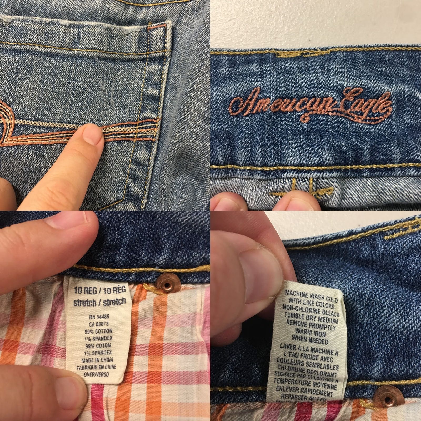 Vintage American Eagle Straight Leg Jeans Womens 10 Blue Denim Button Front Zip Fly Jeans Women 10 Blue Denim Belt 5-Pocket Solid Vintage No? Size 32" / US 10 / IT 46 - 10 Thumbnail