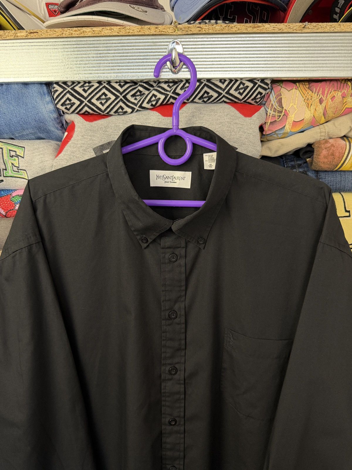 Vintage YSL Logo Black Casual Y2K Shirt Size US XL / EU 56 / 4 - 3 Thumbnail