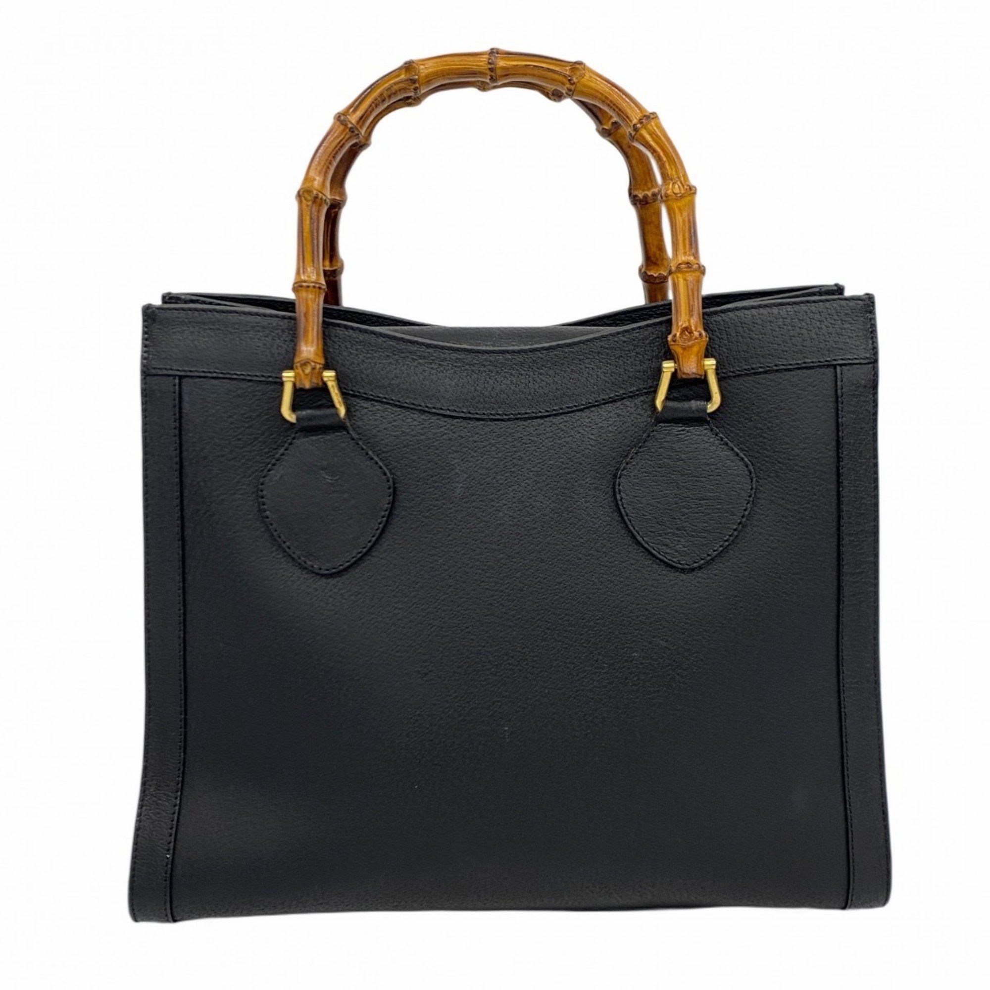 Gucci Tote Bag Bamboo 002 2615 0260 Leather Black Women's